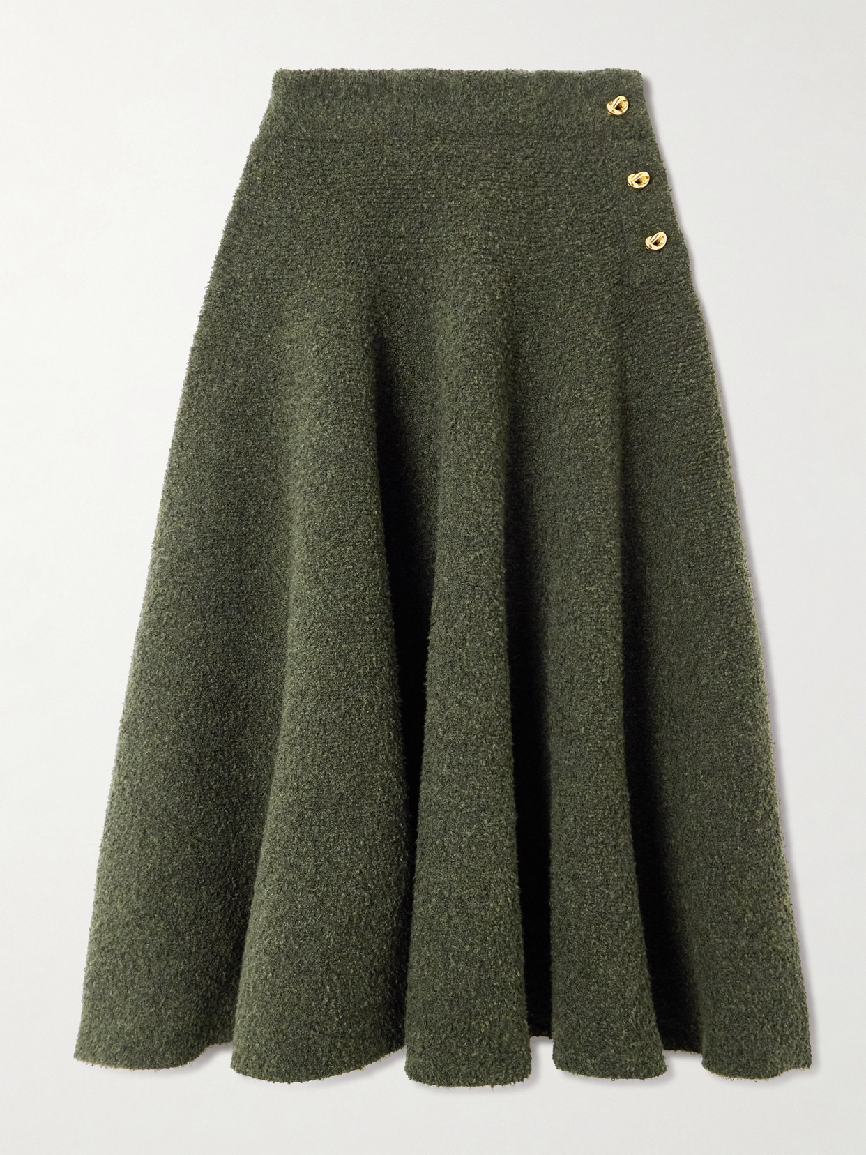 Bottega Veneta Wool-blend Bouclé Midi Skirt In Green