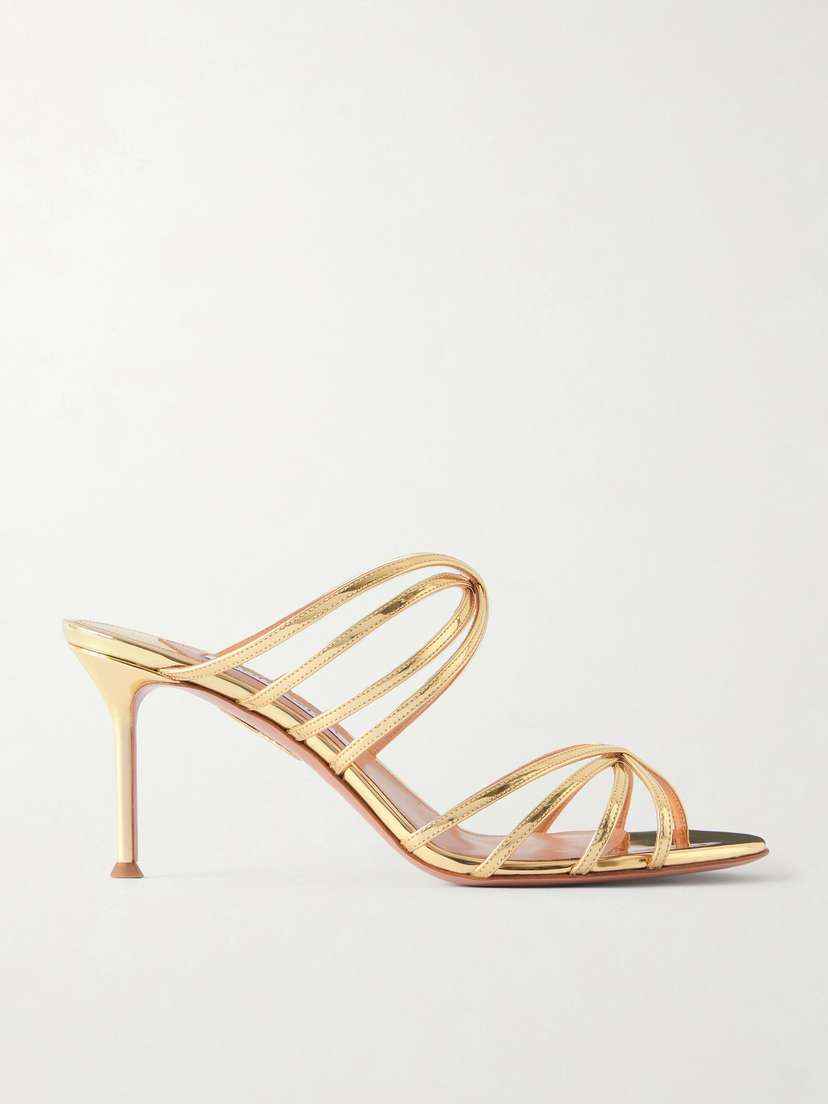 Aquazzura Tell Me 75 Mirrored-leather Sandals