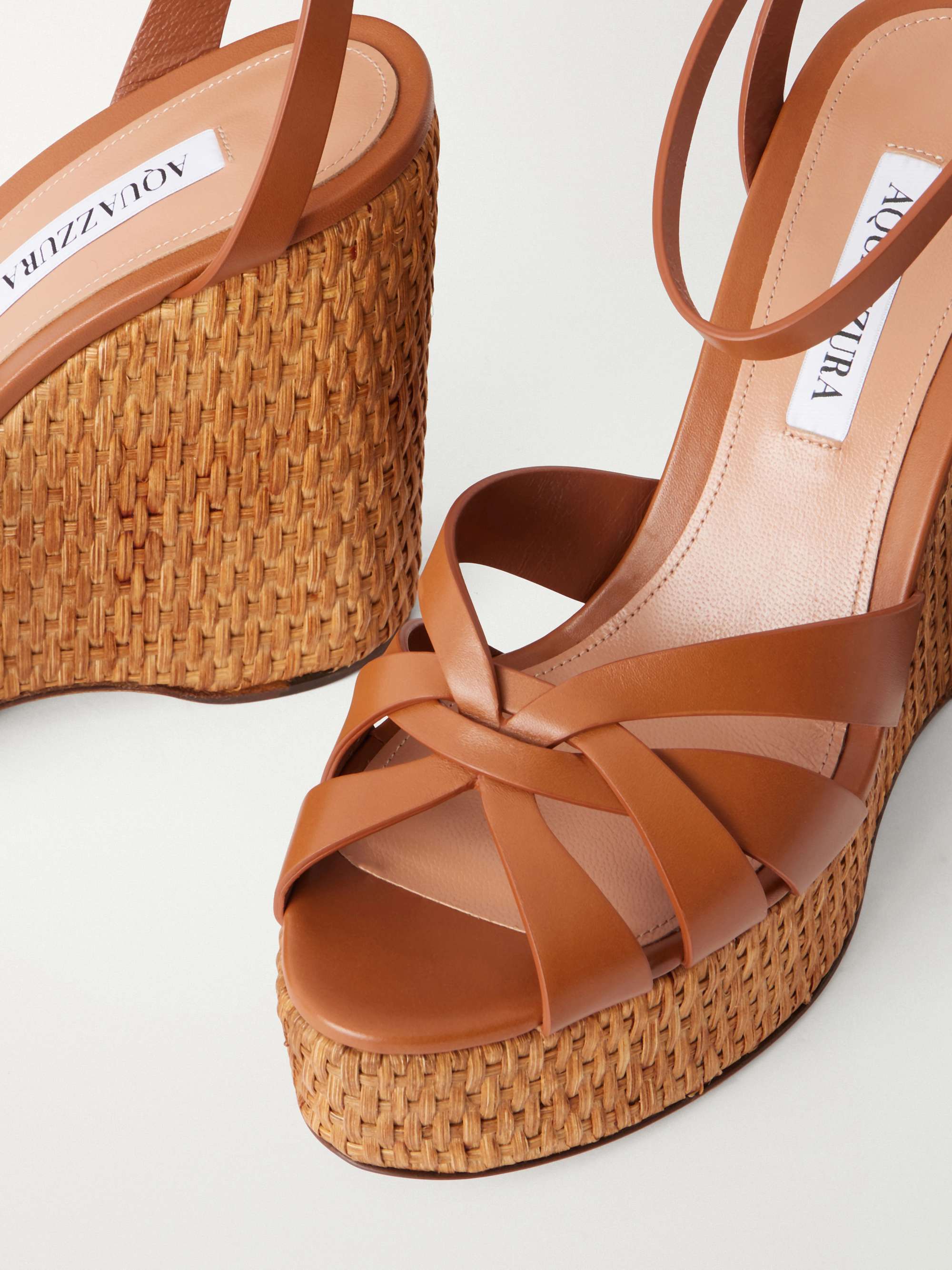 AQUAZZURA Copacabana 130 leather platform wedge sandals | NET-A-PORTER