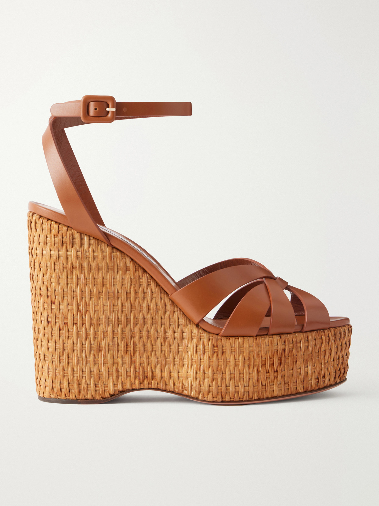 Aquazzura Copacabana 130 Leather Platform Wedge Sandals In Brown