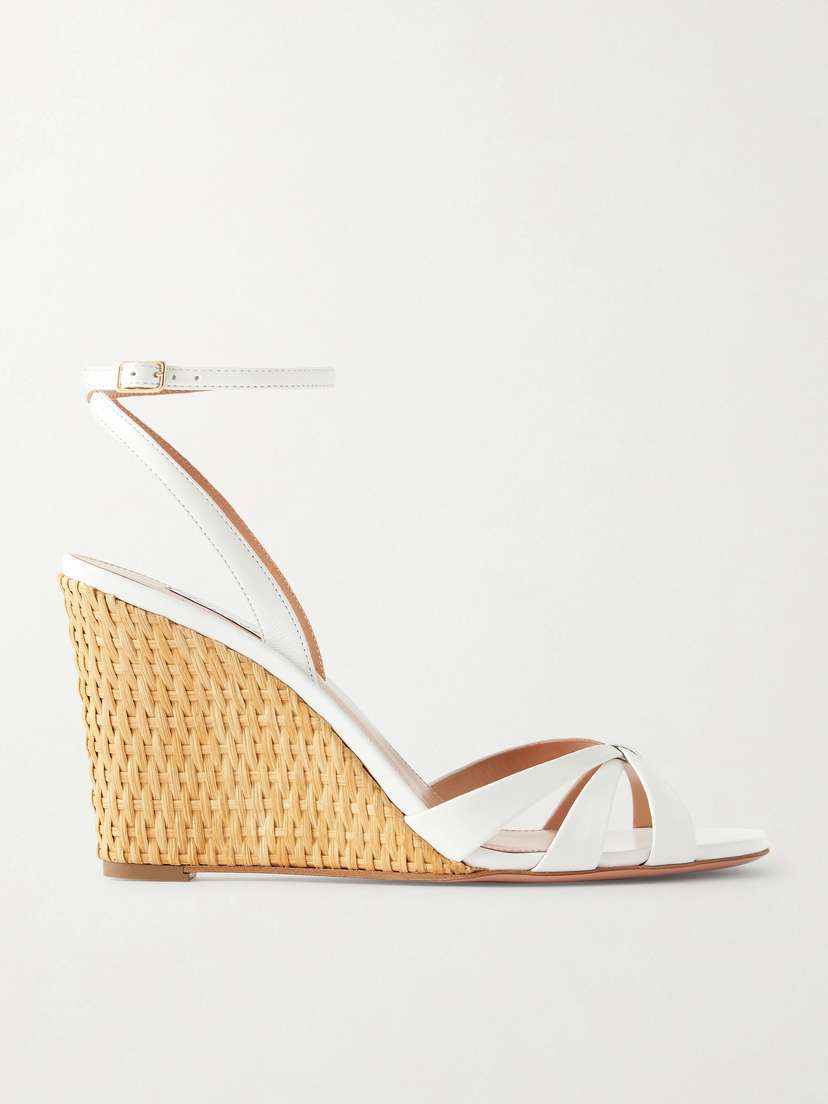 Aquazzura Tati 85 Leather Wedge Sandals