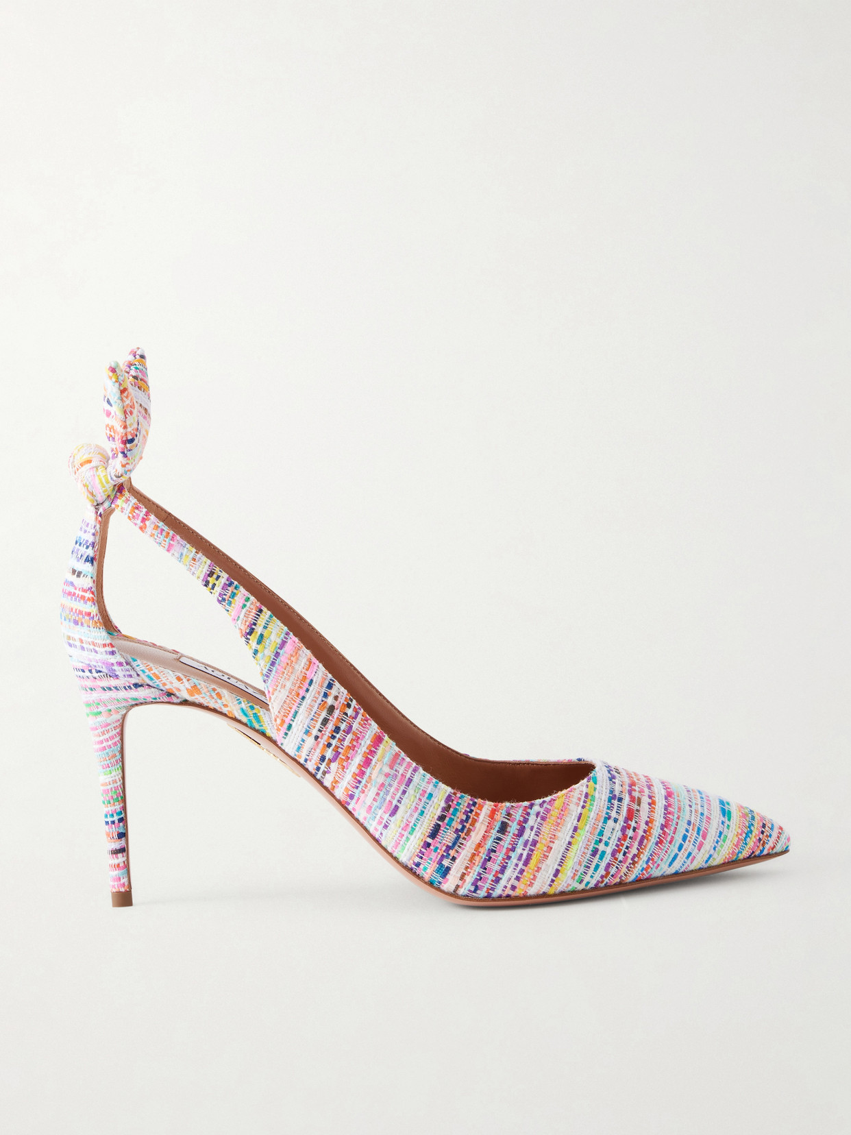 Aquazzura Bow-embellished Tweed Pumps In Multi