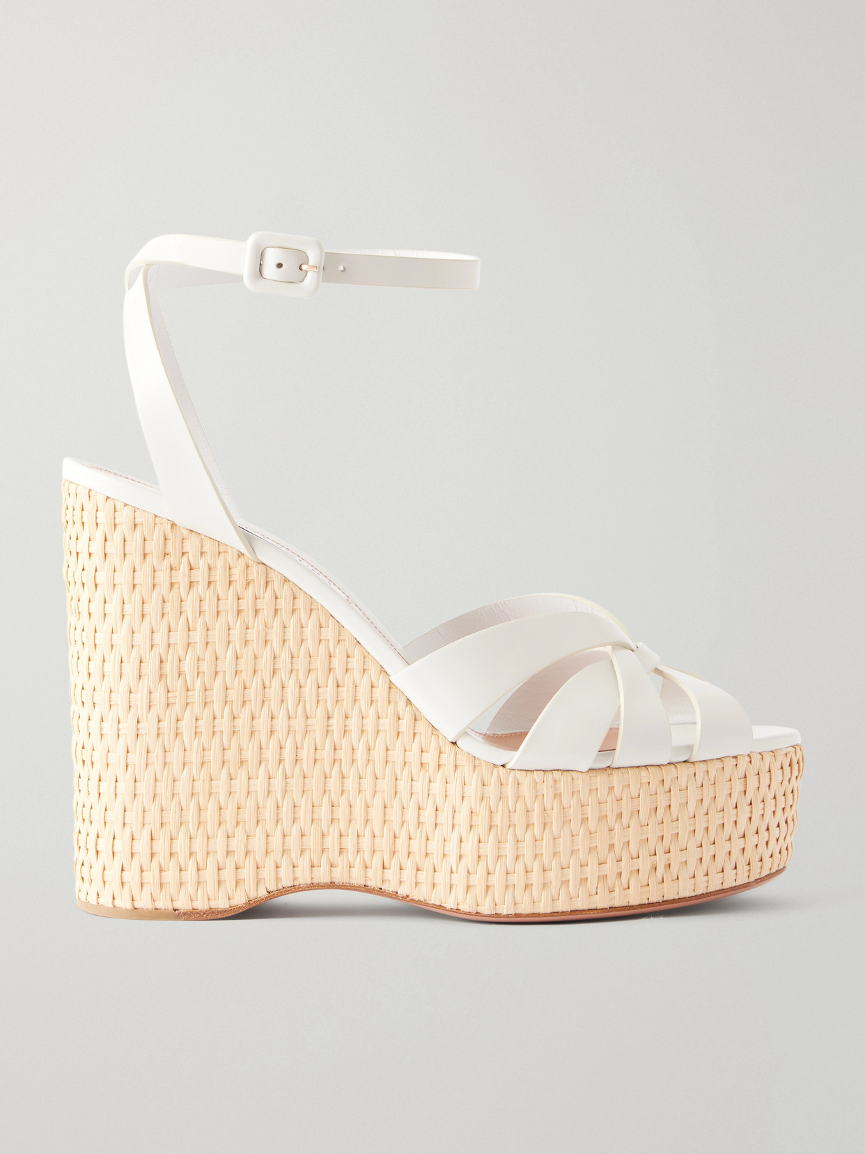 Aquazzura Copacabana 130 Leather Wedges In White