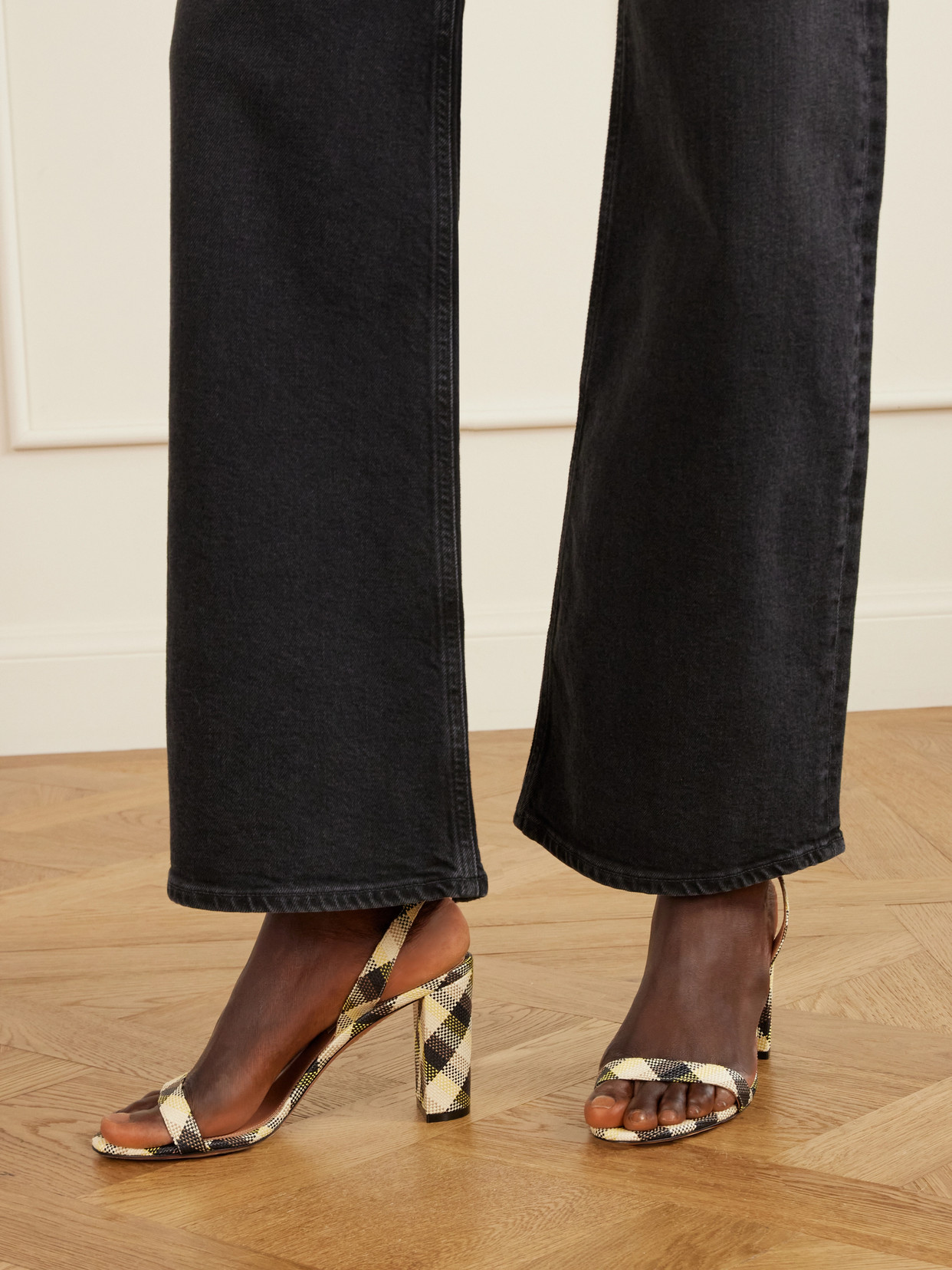 So Nude 85 Checked Raffia Slingback