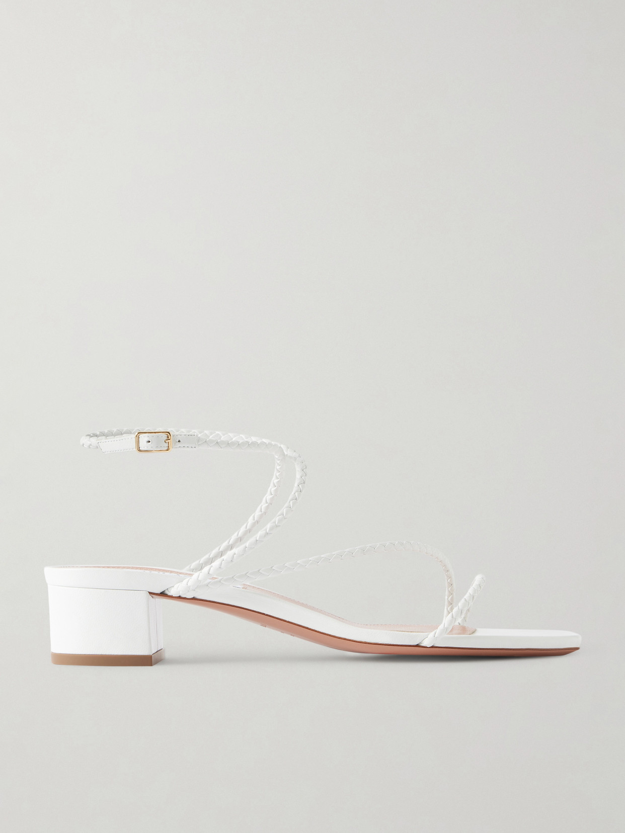 Aquazzura Luca 35 Braided Leather Sandals In White