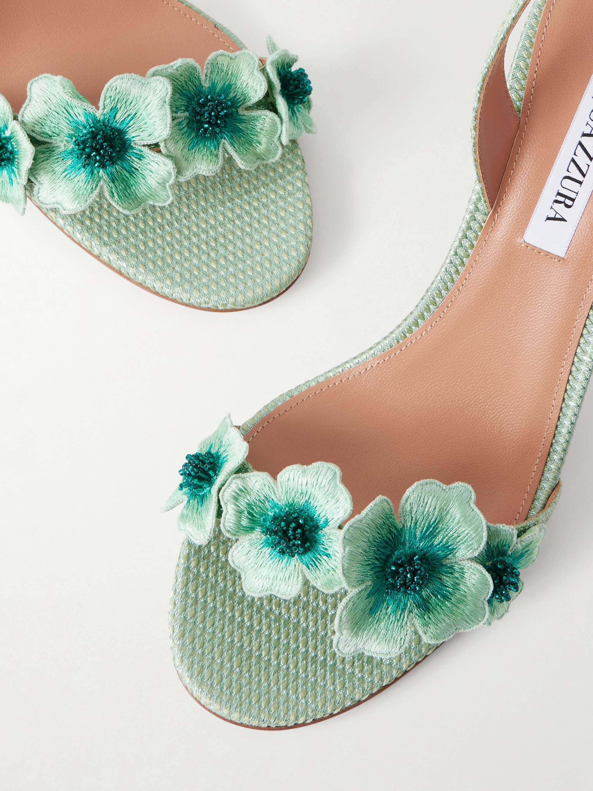 AQUAZZURA Passionflower 85 embellished raffia slingback sandals