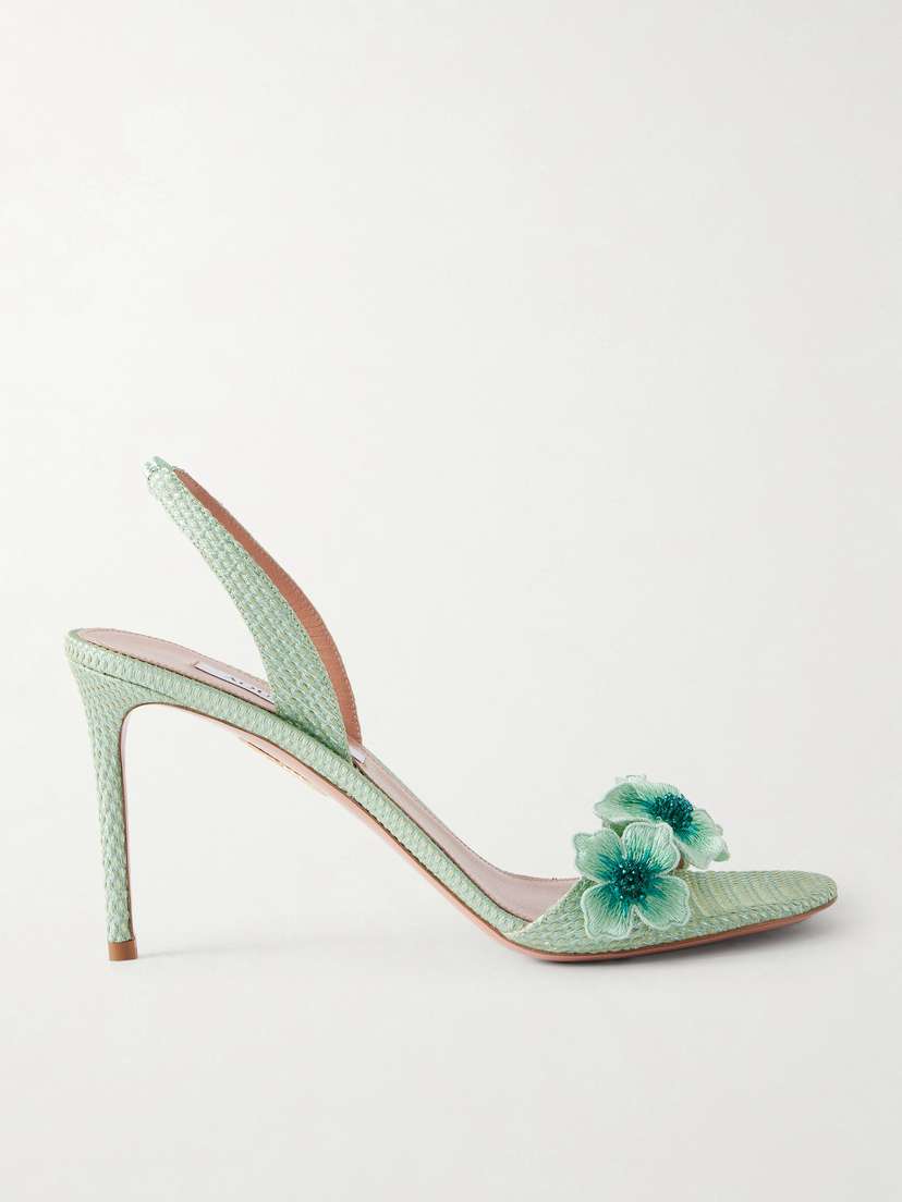 Passionflower 85 Embellished Raffia Slingback Sandals