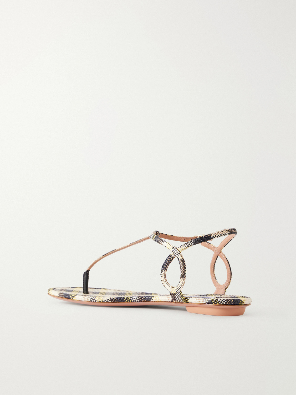 Almost Bare Checked Raffia Sandals