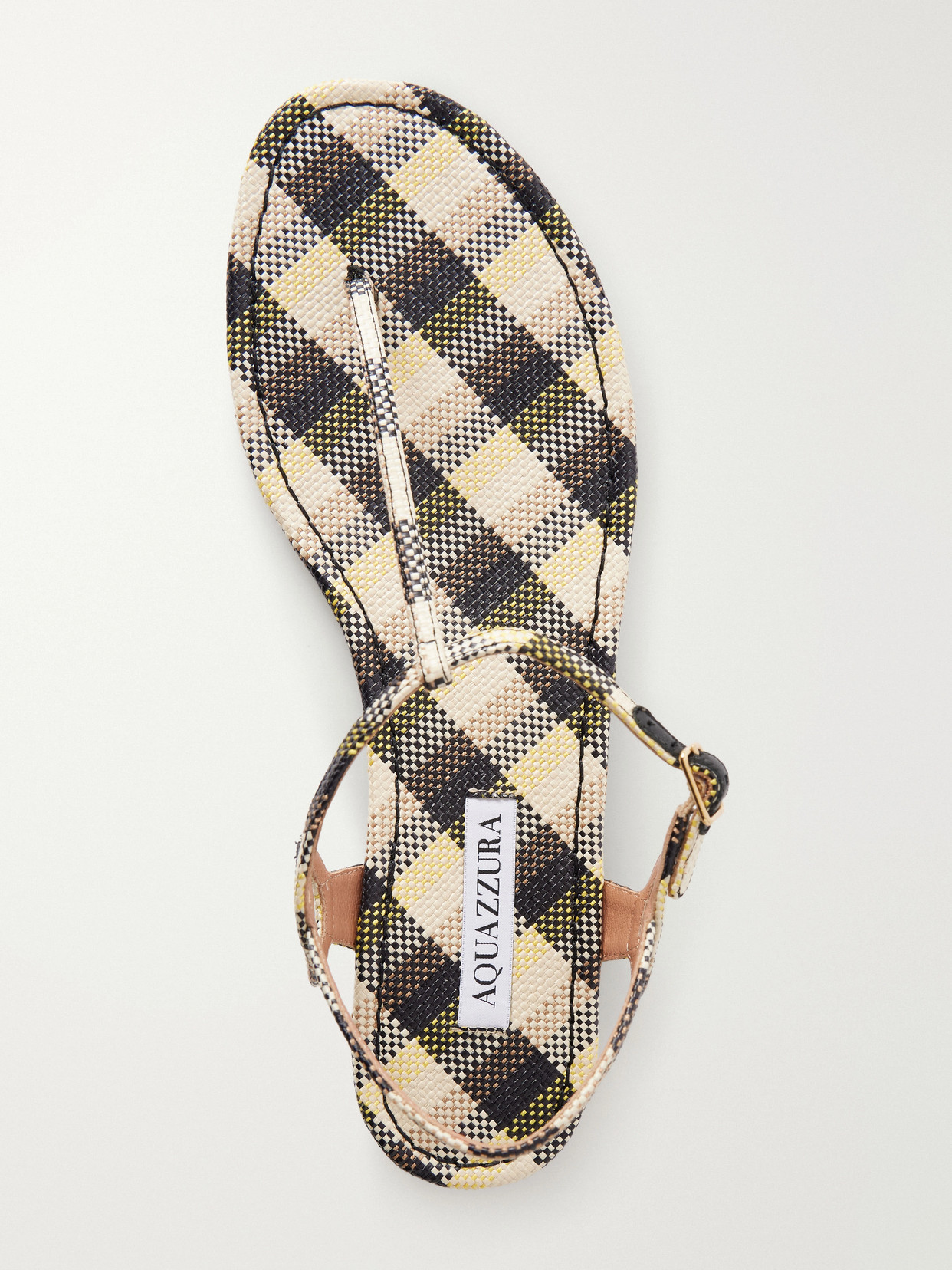 Almost Bare Checked Raffia Sandals