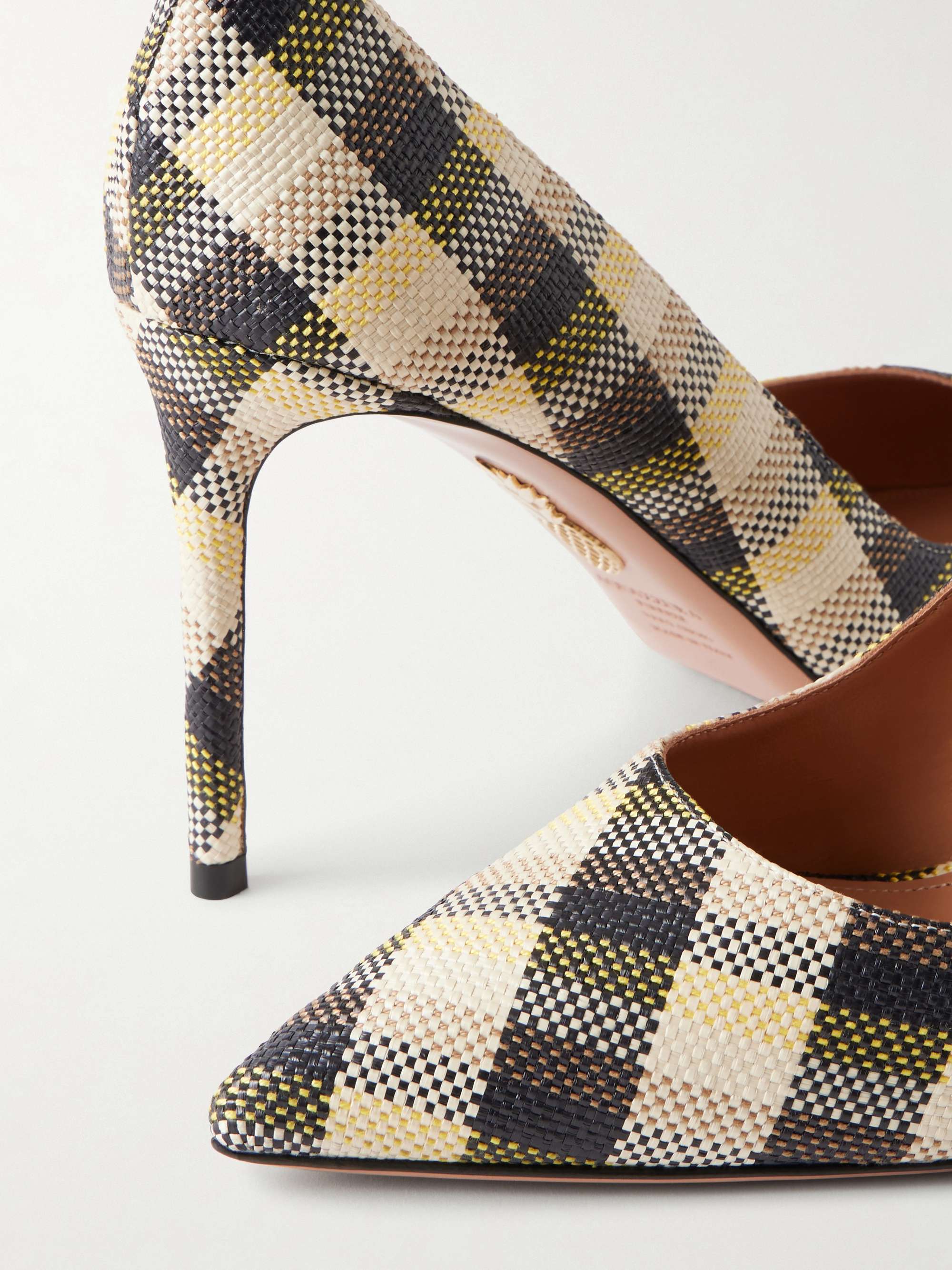 AQUAZZURA Purist 85 checked raffia pumps | NET-A-PORTER