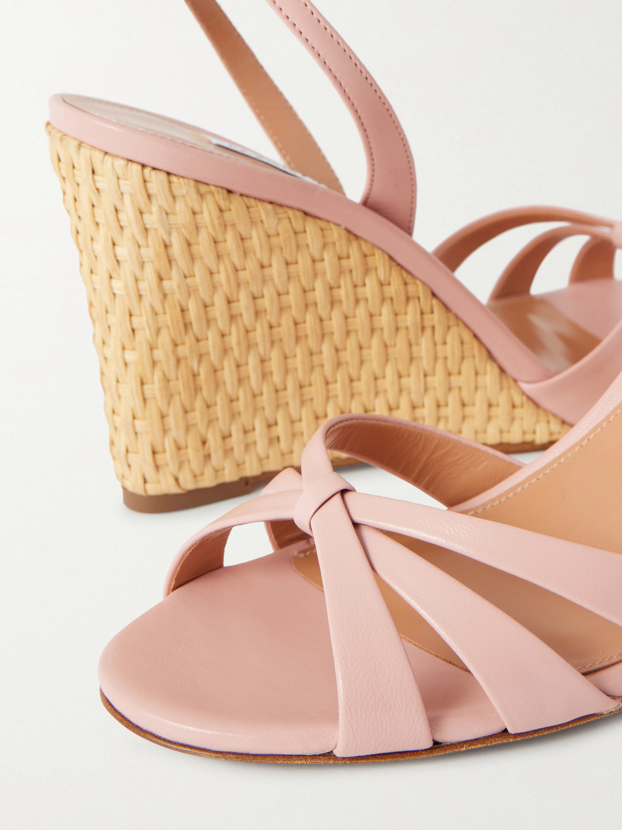Tati 85 Leather And Wicker Wedge