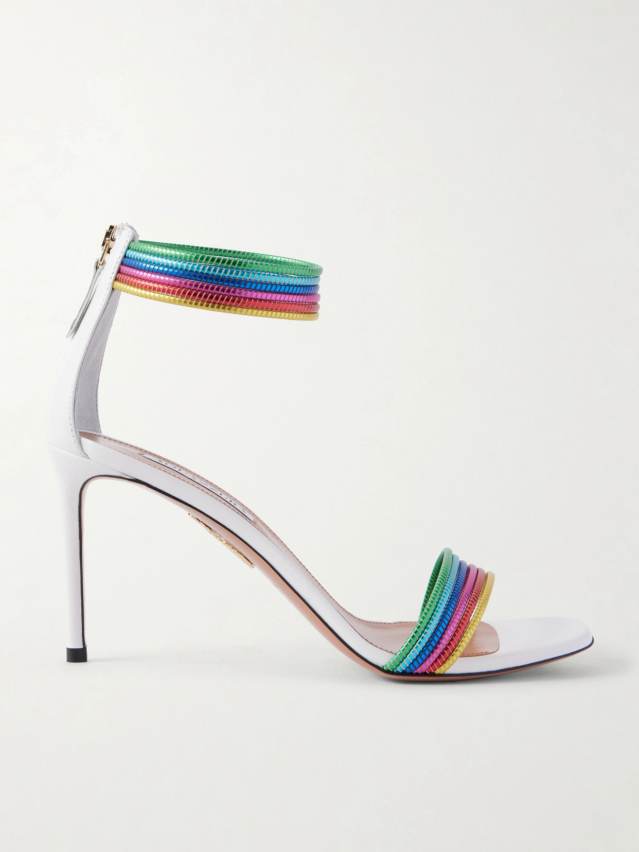 Aquazzura Sway 85 Metallic Sandals In Multi