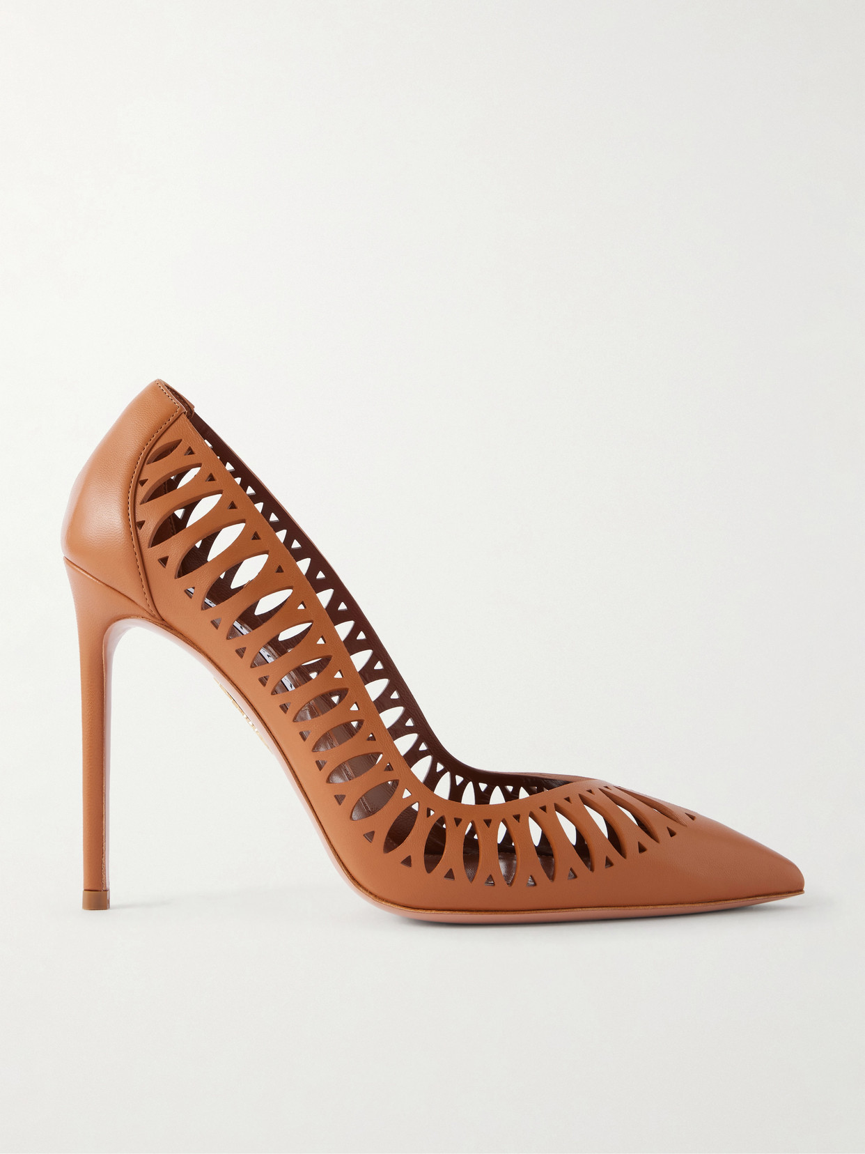 Aquazzura Gisele 105 Cut-out Leather Pumps In Brown