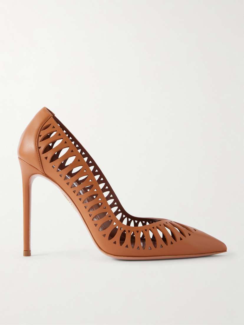 Aquazzura Gisele 105 Cut-out Leather Pumps