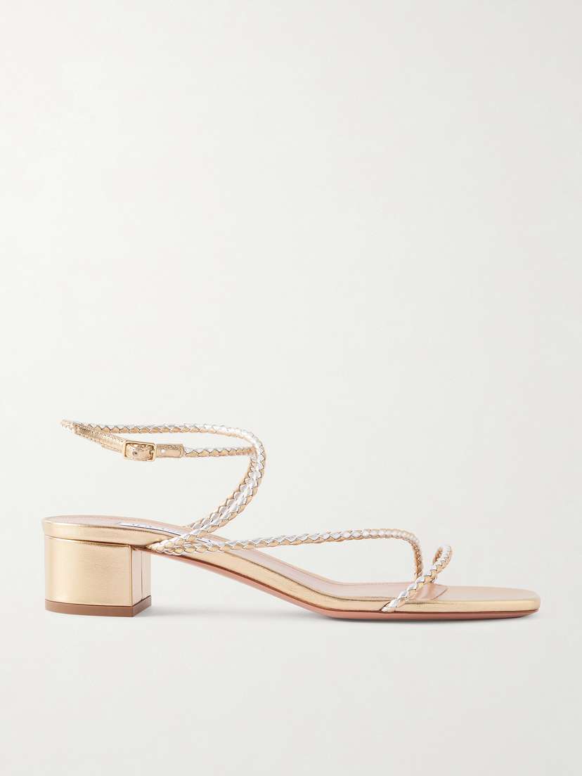 Aquazzura Luca Braided Metallic Leather Sandals
