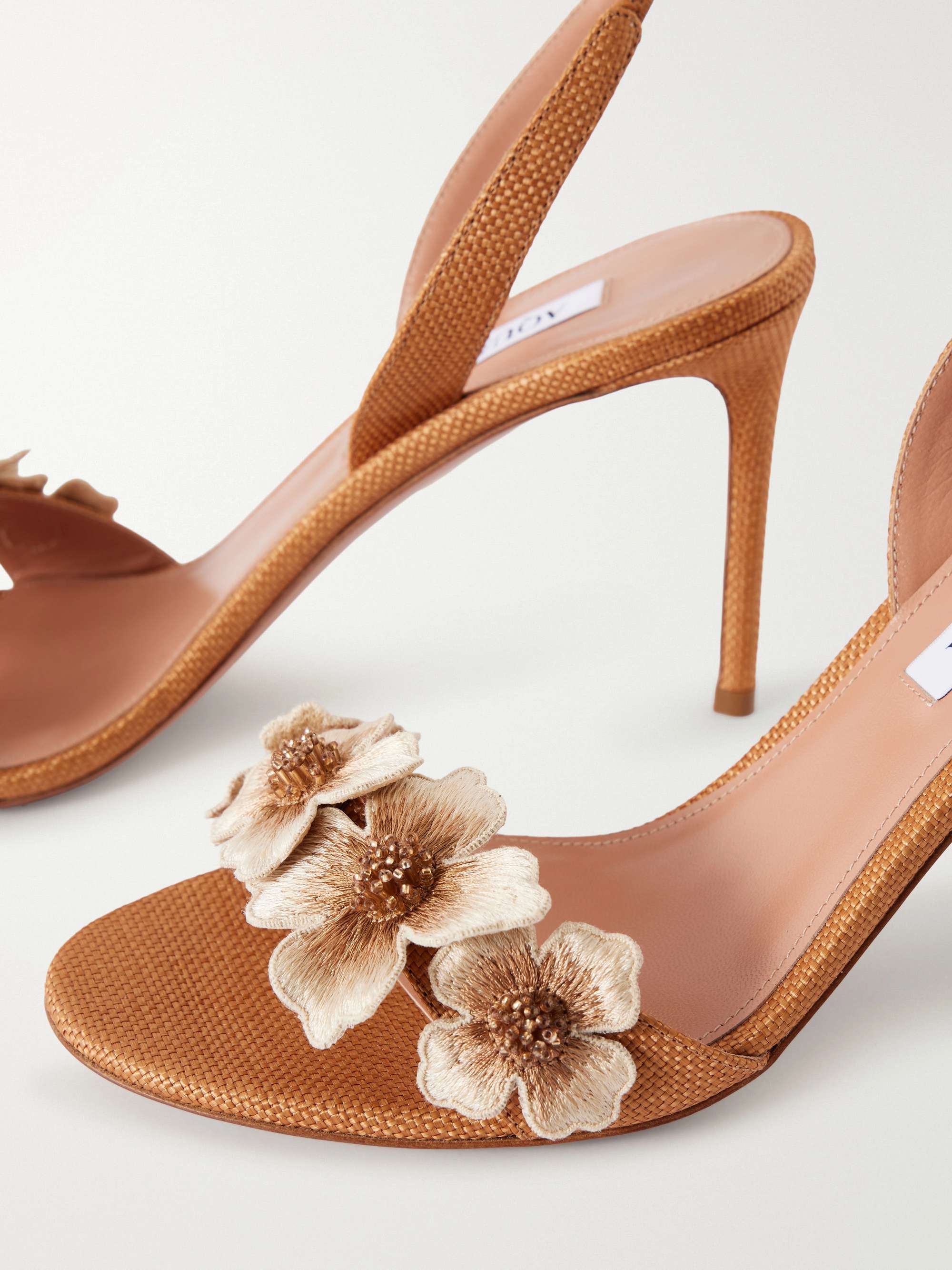 AQUAZZURA Passionflower 85 embellished raffia slingback sandals