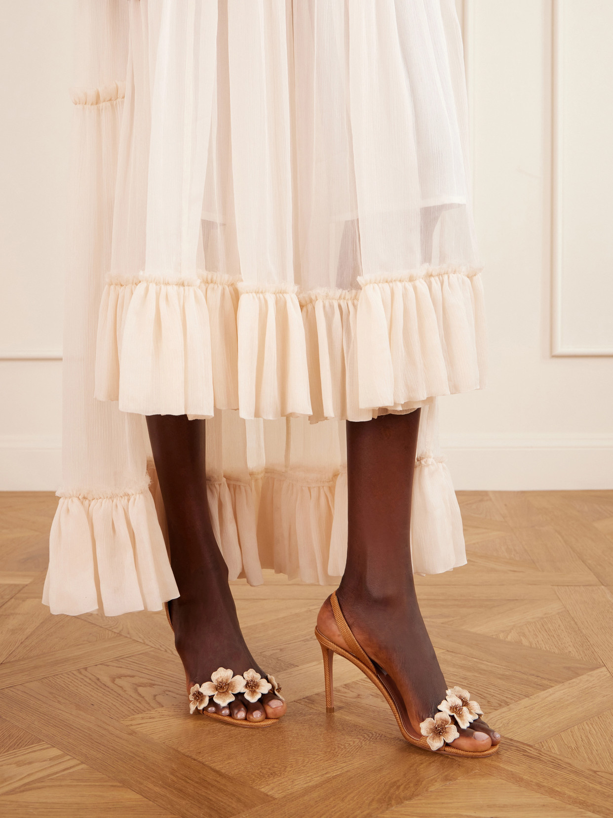 Passionflower 85 Embellished Raffia Slingback