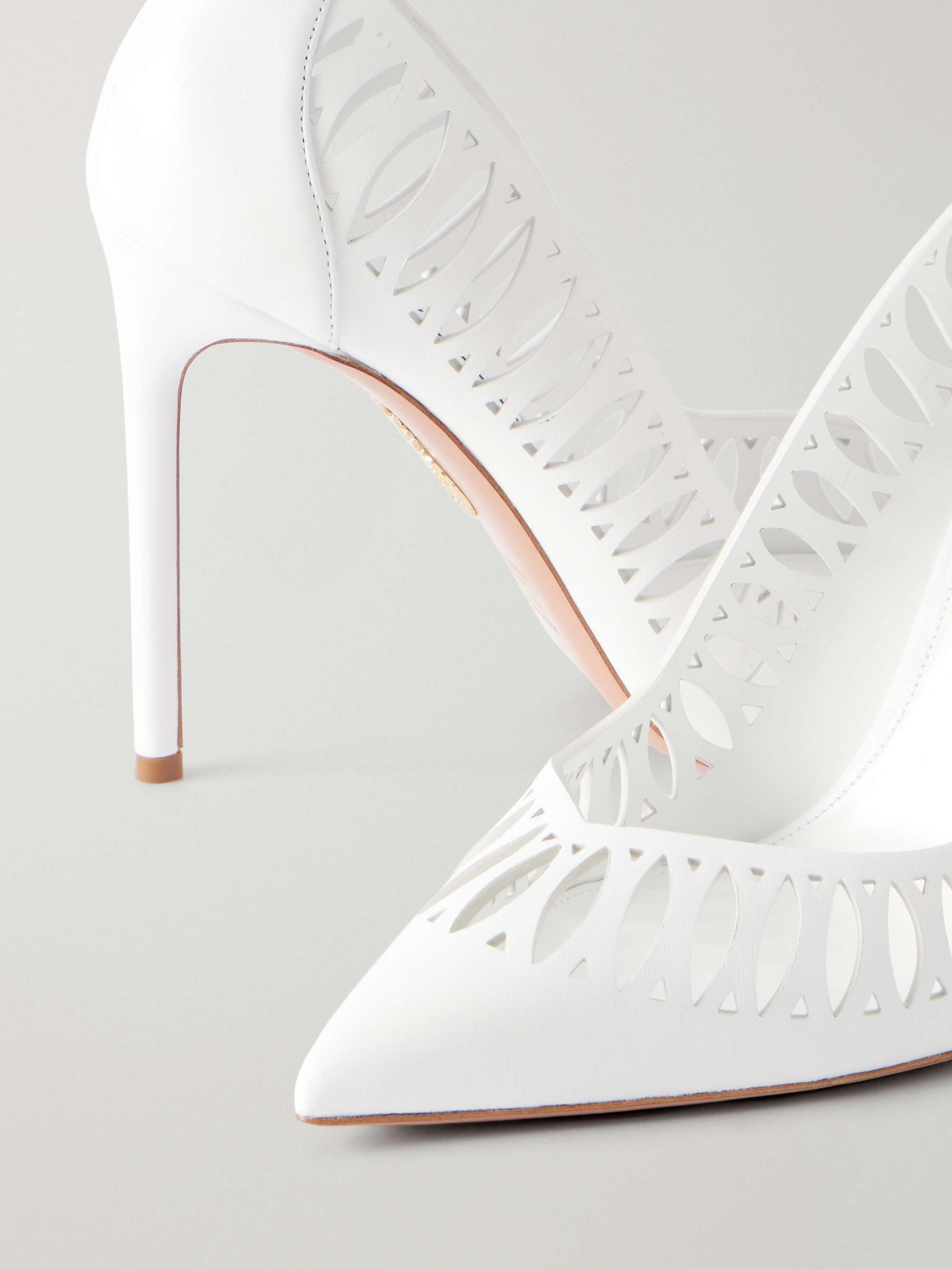 AQUAZZURA Gisele 105 laser-cut leather pumps | NET-A-PORTER