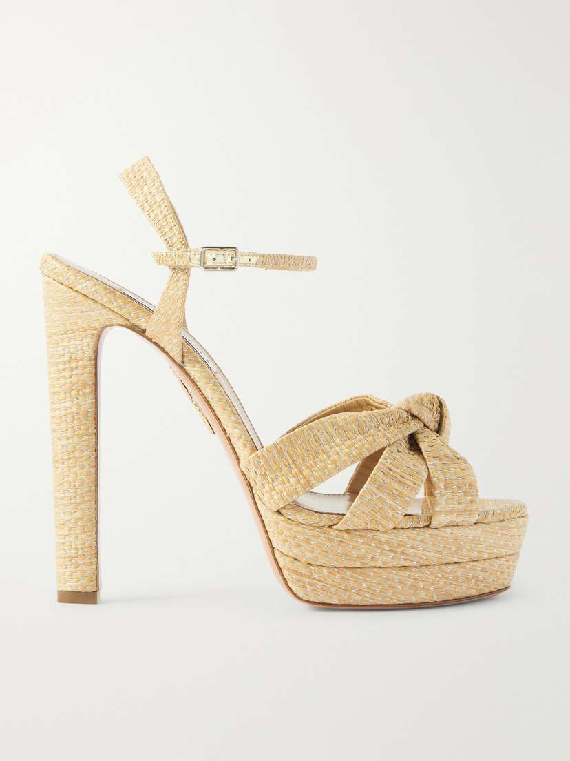 Aquazzura Nina 130 Raffia Platform Sandals