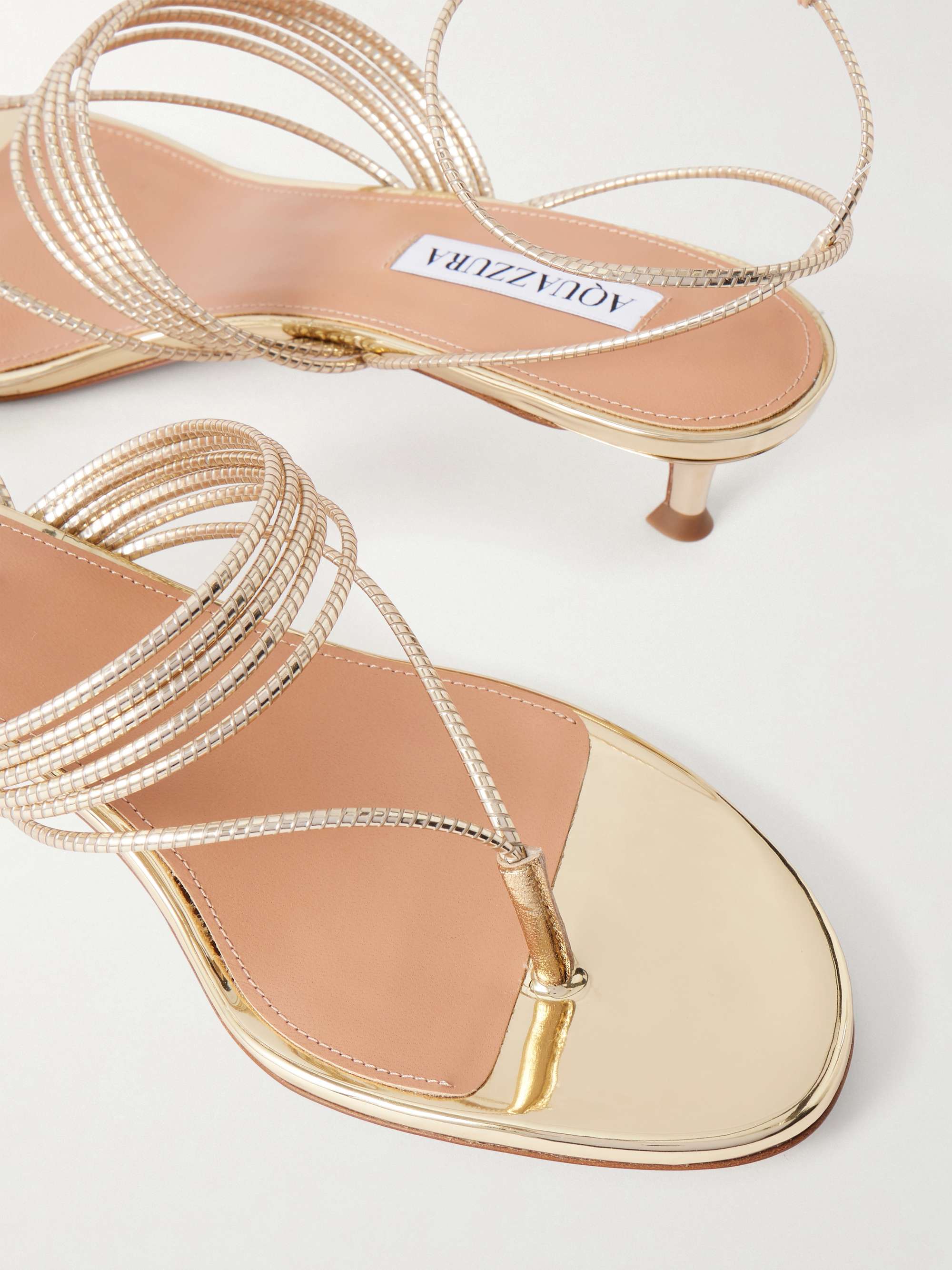 AQUAZZURA Solare 30 metallic leather sandals | NET-A-PORTER
