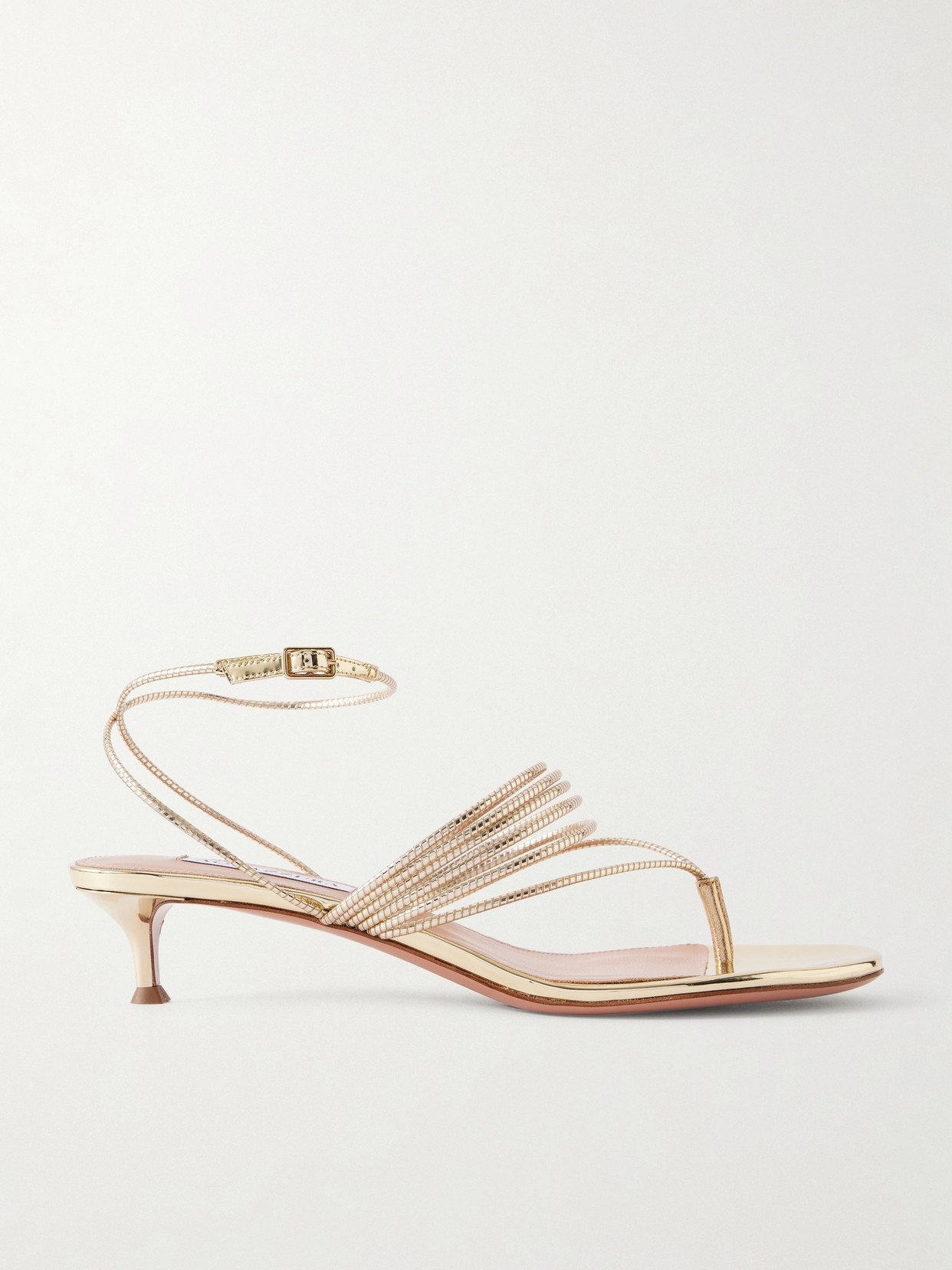 Aquazzura Solare 30 Metallic Leather Sandals In Gold