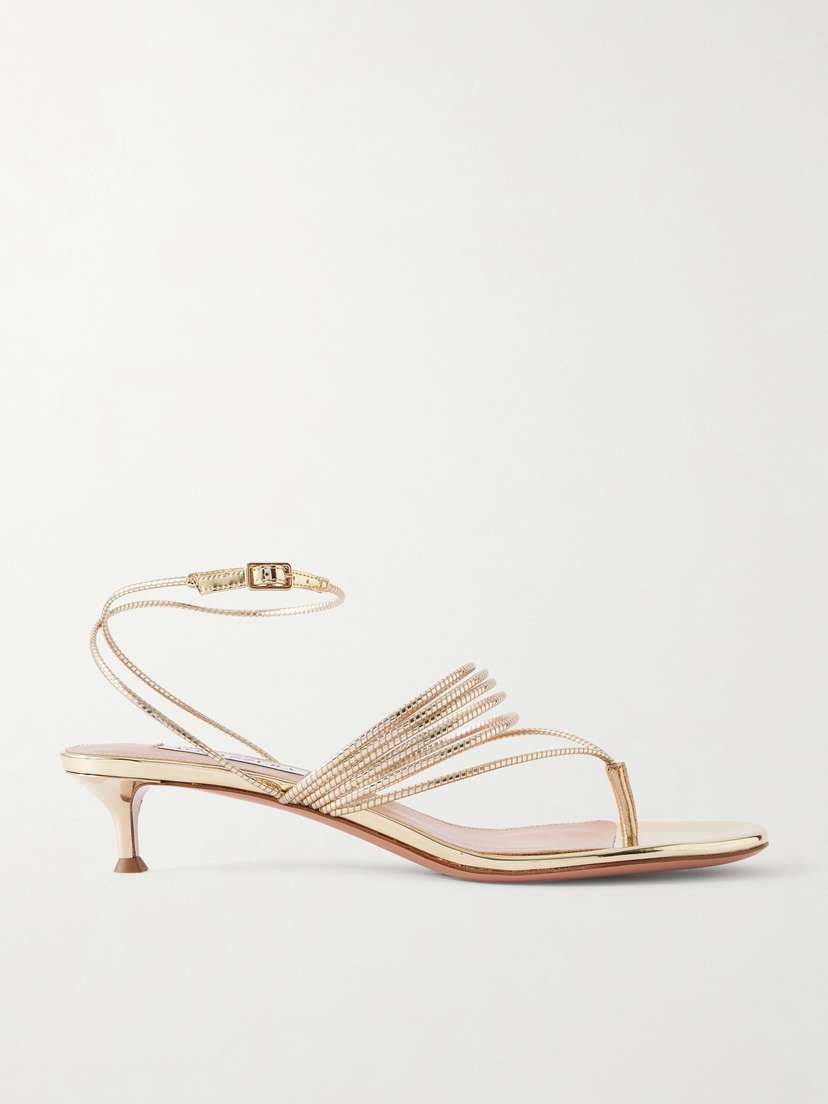Aquazzura Solare 30 Metallic Leather Sandals