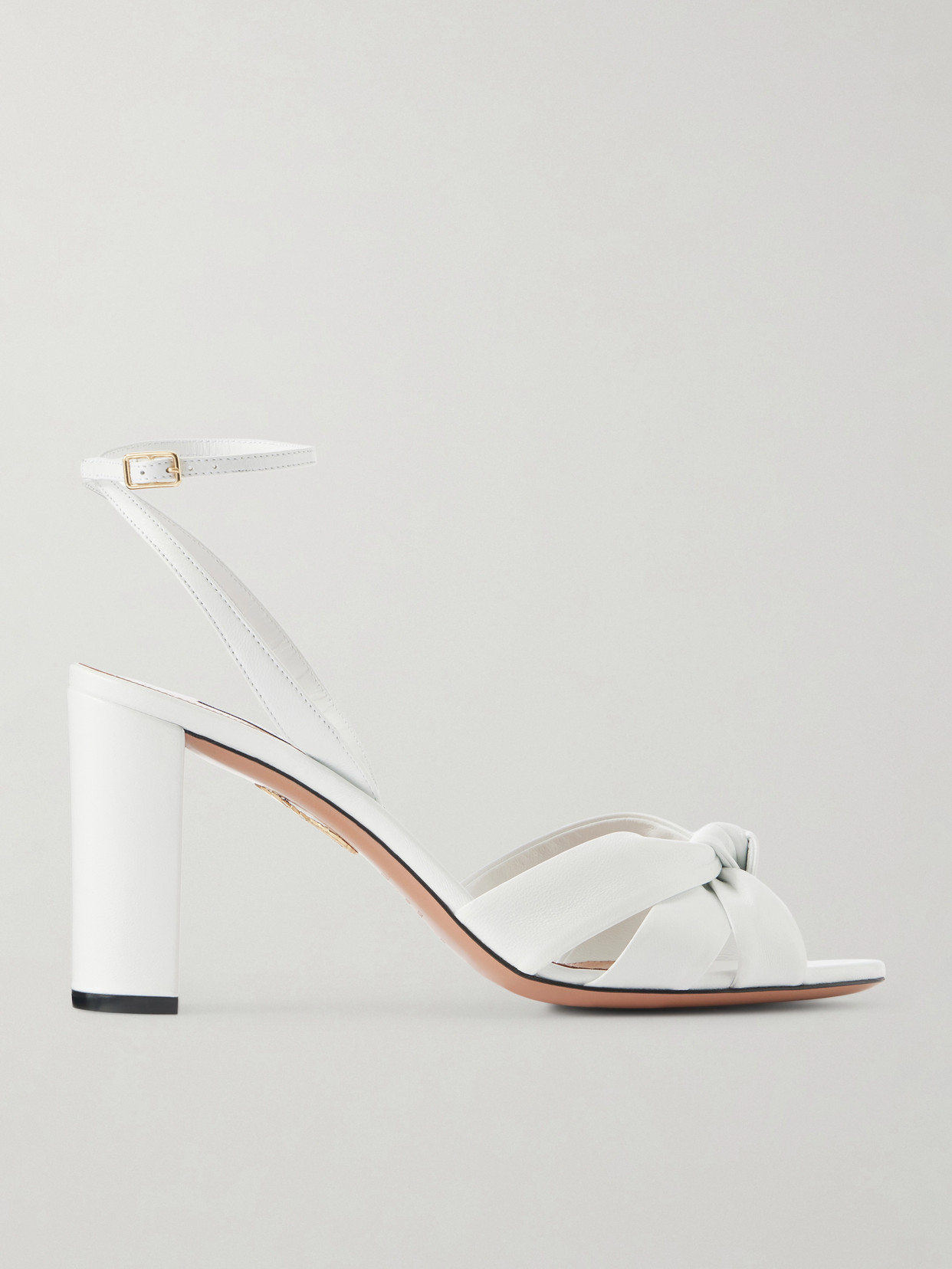 Aquazzura Nina 85 Knotted Leather Sandals In White