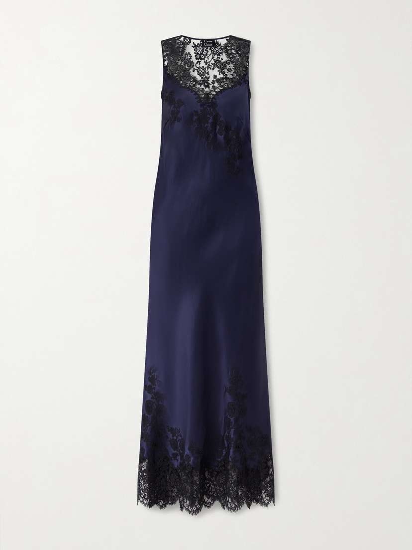 Carine Gilson Lace-trimmed Silk-satin Nightdress