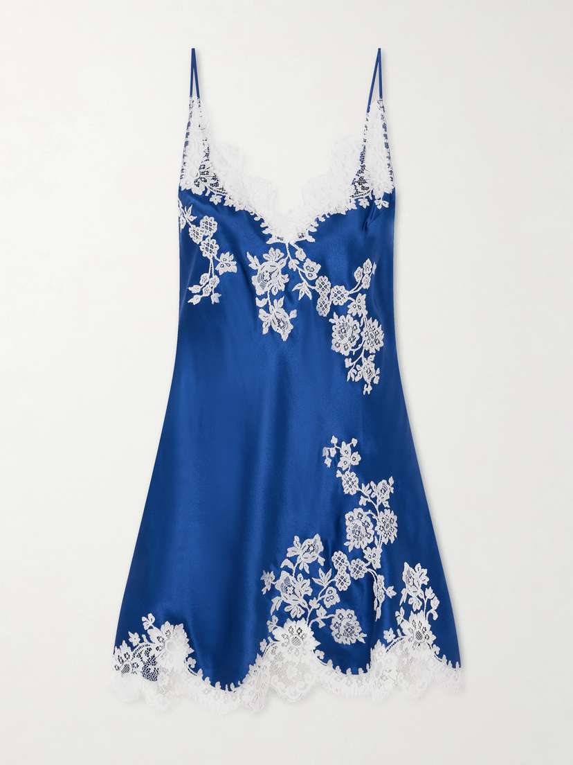 Carine Gilson Lace-trimmed Silk-satin Nightdress