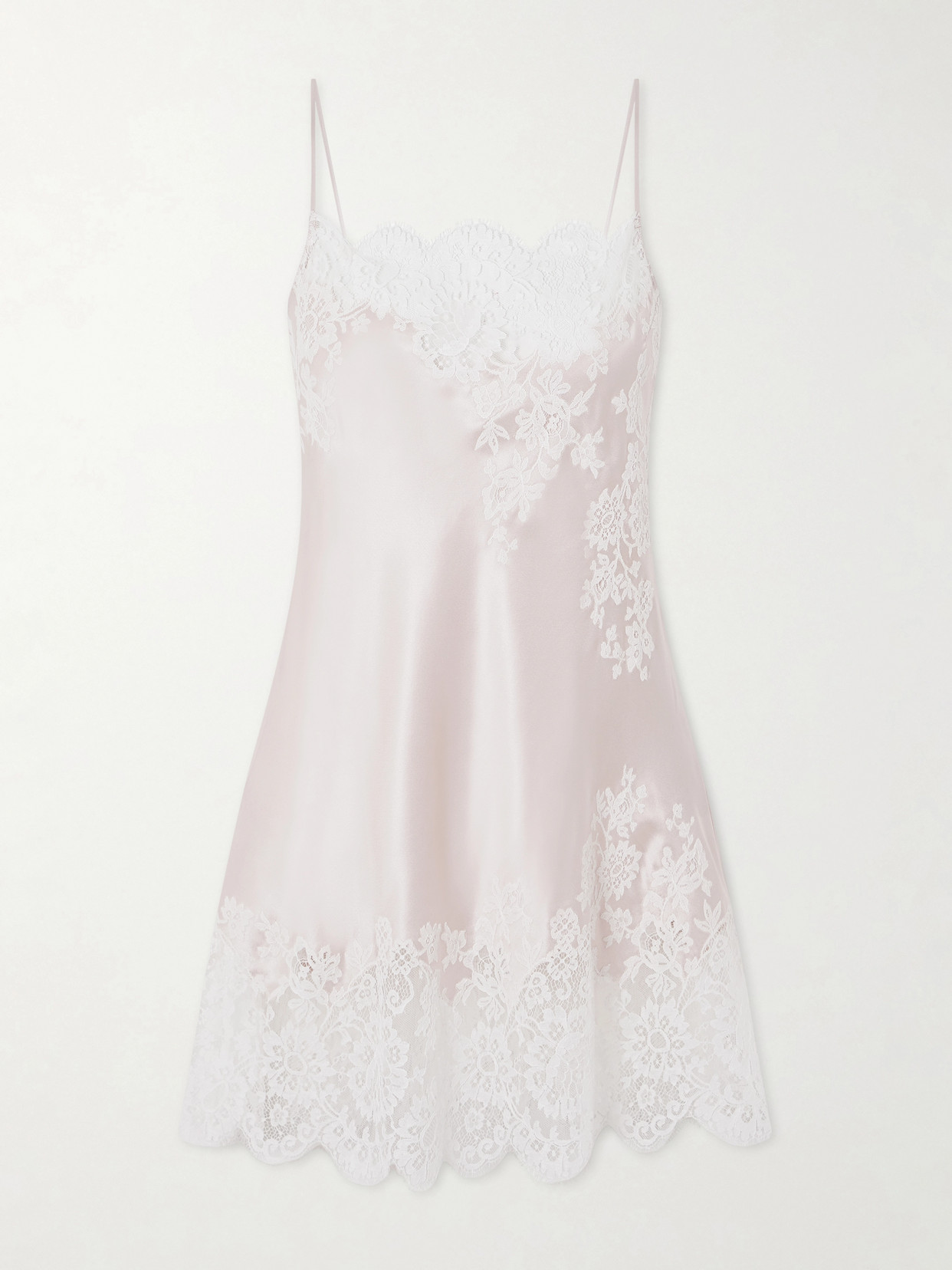 Carine Gilson Lace-trimmed Silk-satin Nightdress In White