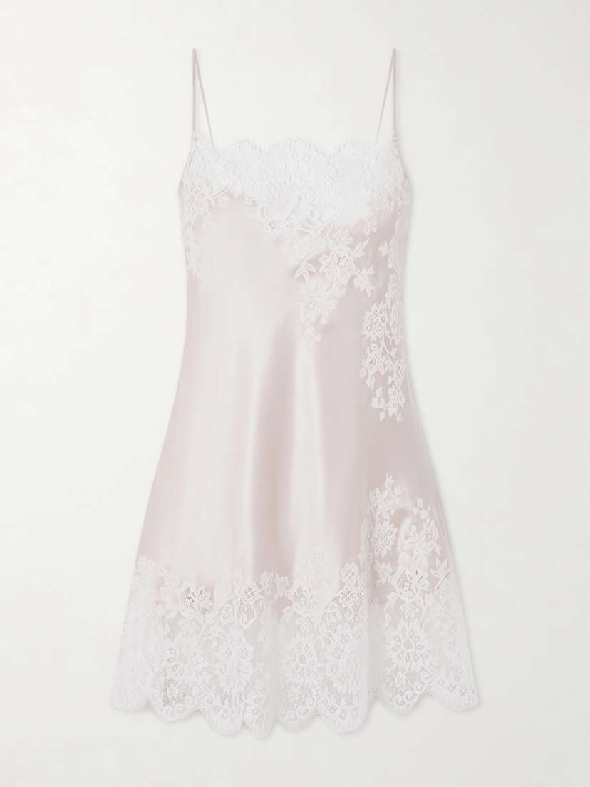 Carine Gilson Lace-trimmed Silk-satin Nightdress