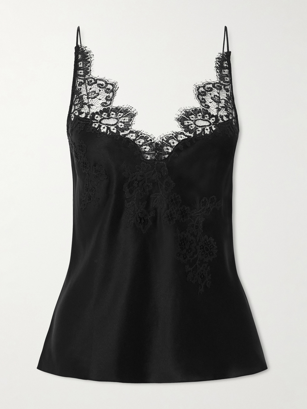 Carine Gilson Lace-trimmed Silk-satin Camisole In Black