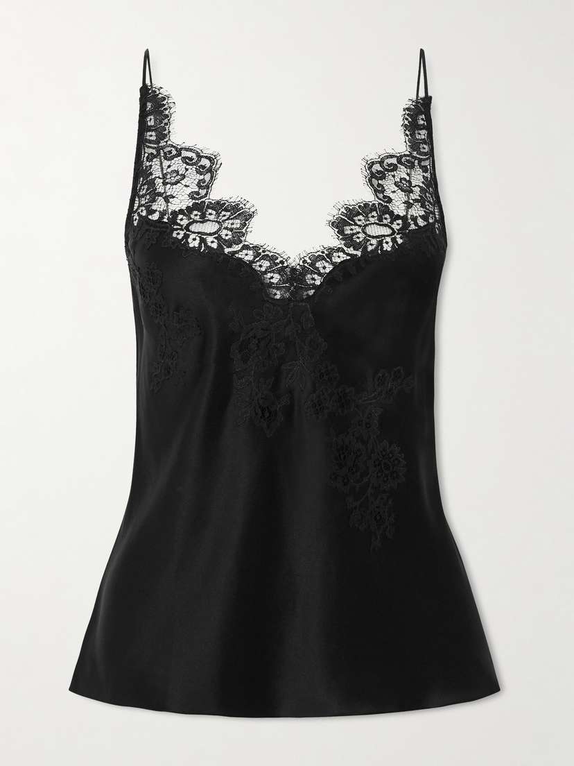 Carine Gilson Lace-trimmed Silk-satin Camisole
