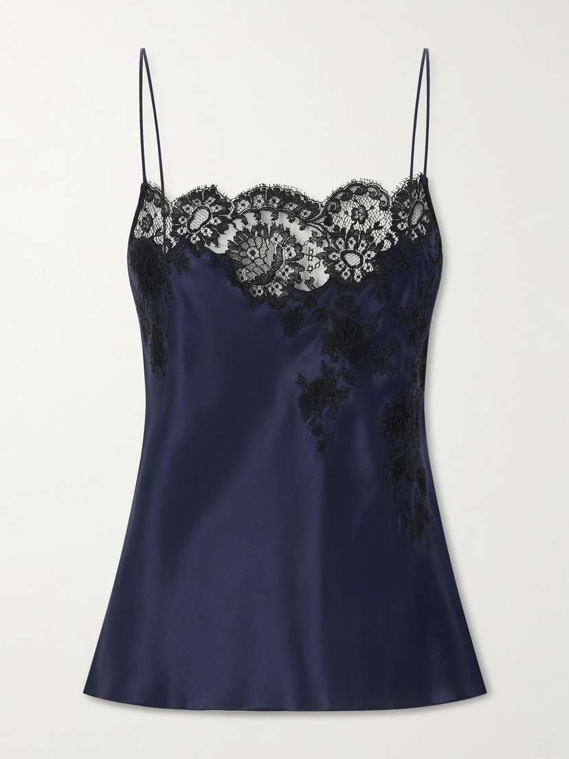 Carine Gilson Lace-trimmed Silk-satin Camisole