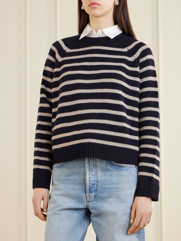 Allude Striped wool and cashmere-blend sweater