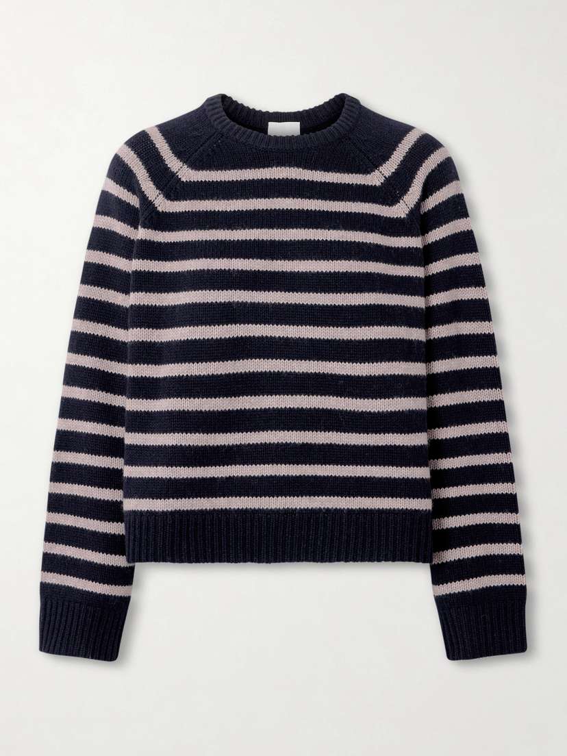 Allude Striped Wool And Cashmere-blend Sweater