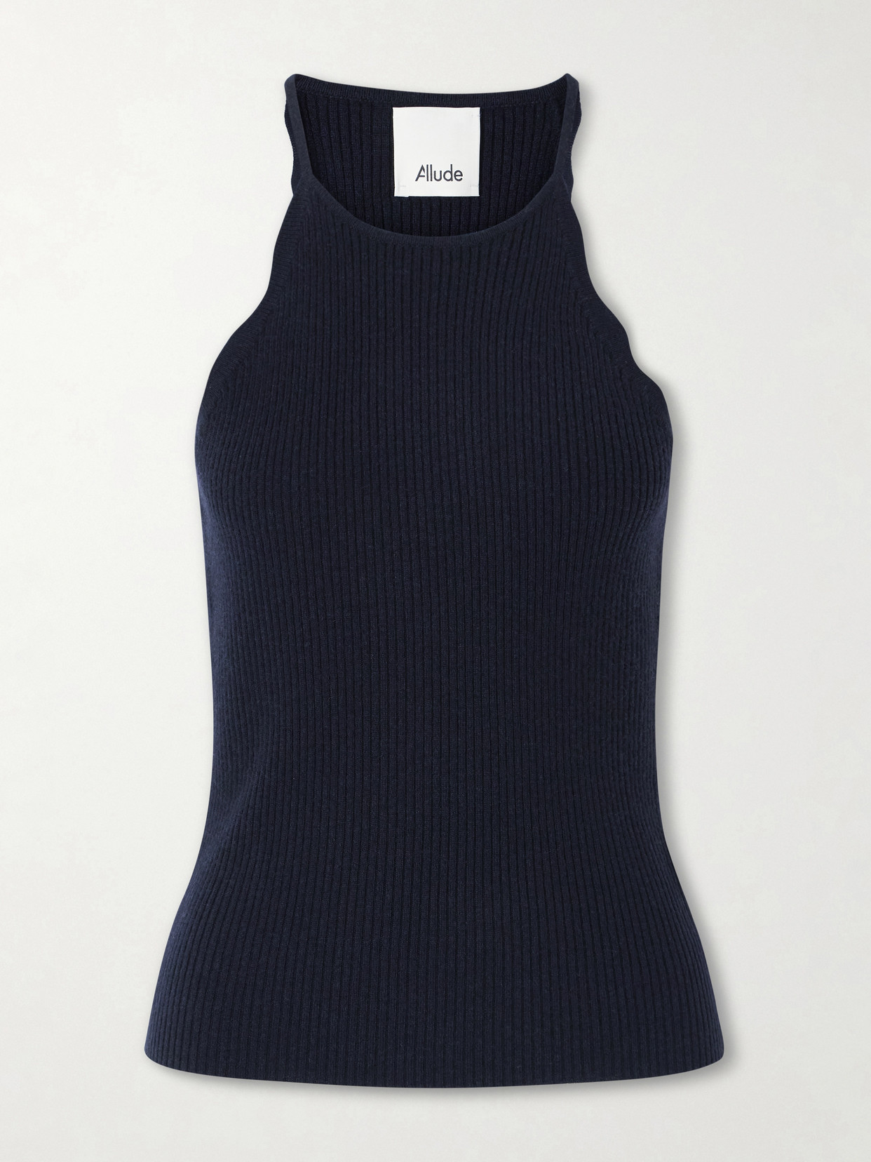 Allude Ribbed Wool And Cashmere-blend Top In Blue