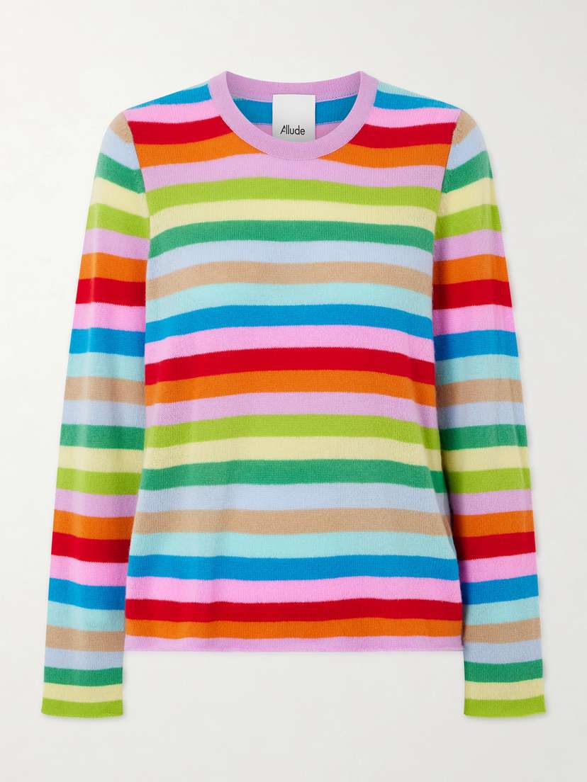 Allude Striped Cashmere Sweater