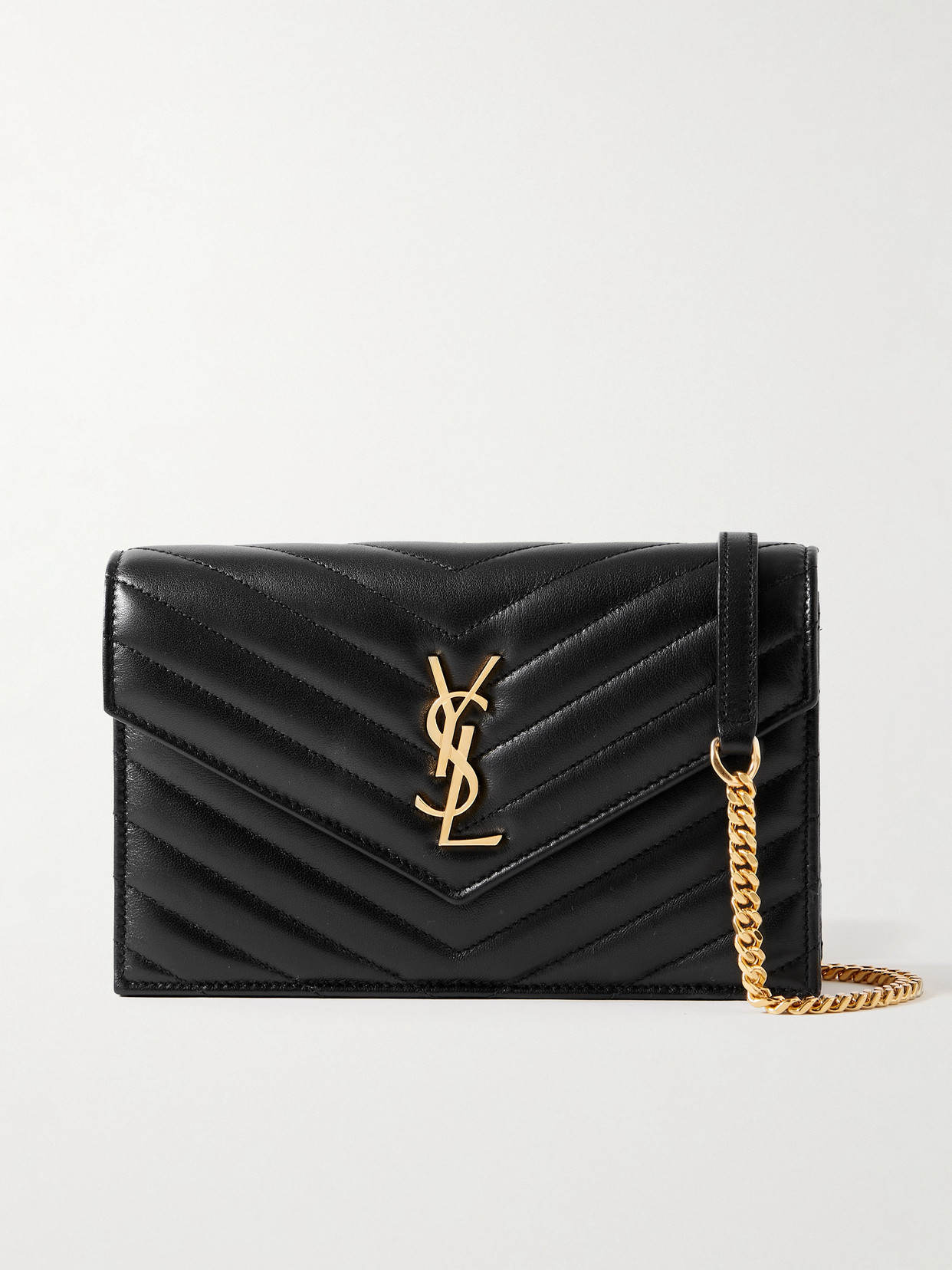 Saint Laurent Cassandre Envelope Matelassé Leather Shoulder Bag In Black