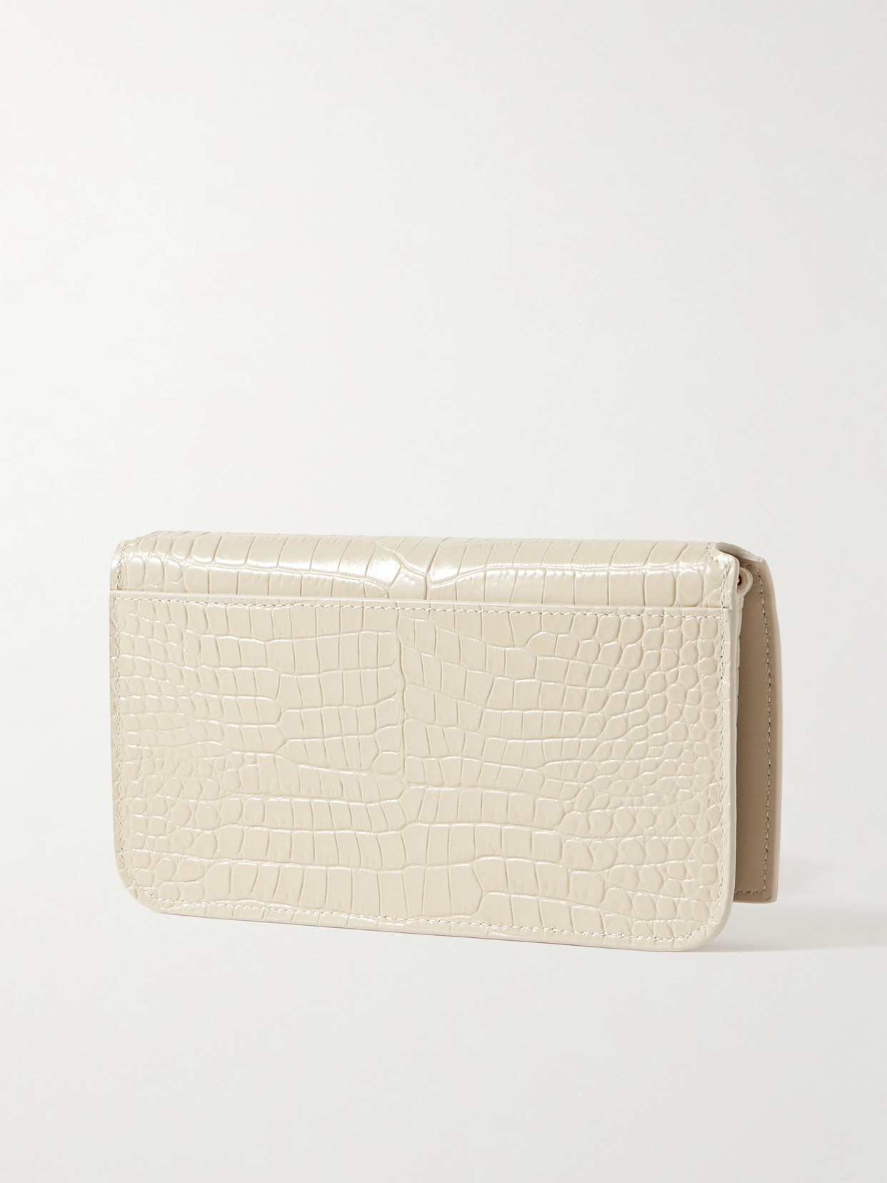 Saint Laurent Croc-effect Leather Phone Case In Neutral