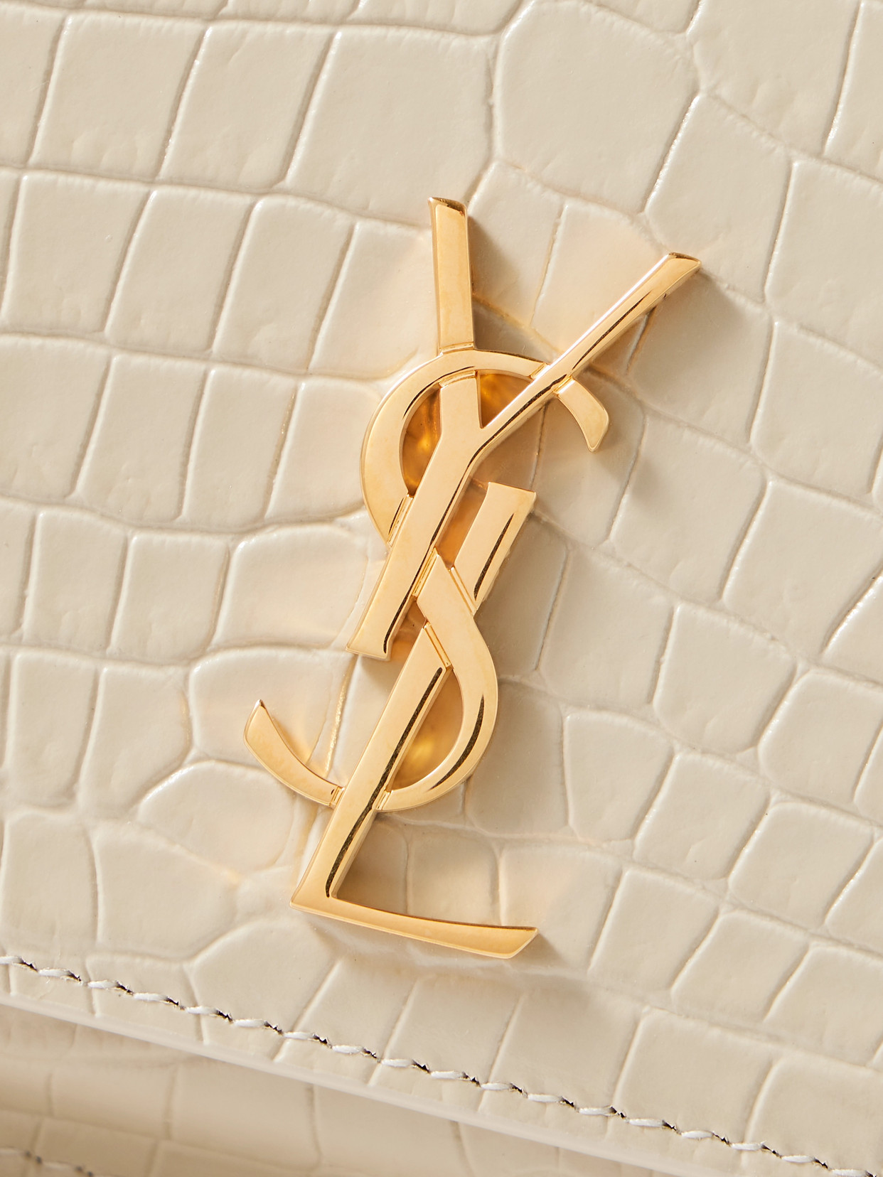 Saint Laurent Croc-effect Leather Phone Case In Neutral