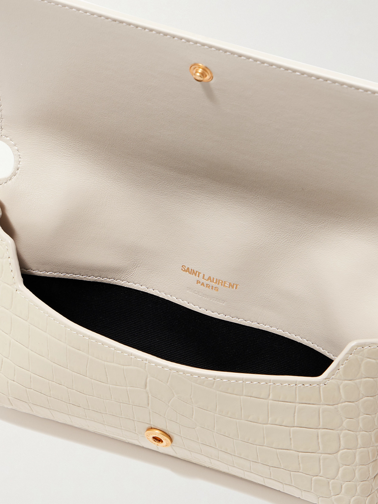 Saint Laurent Croc-effect Leather Phone Case In Neutral