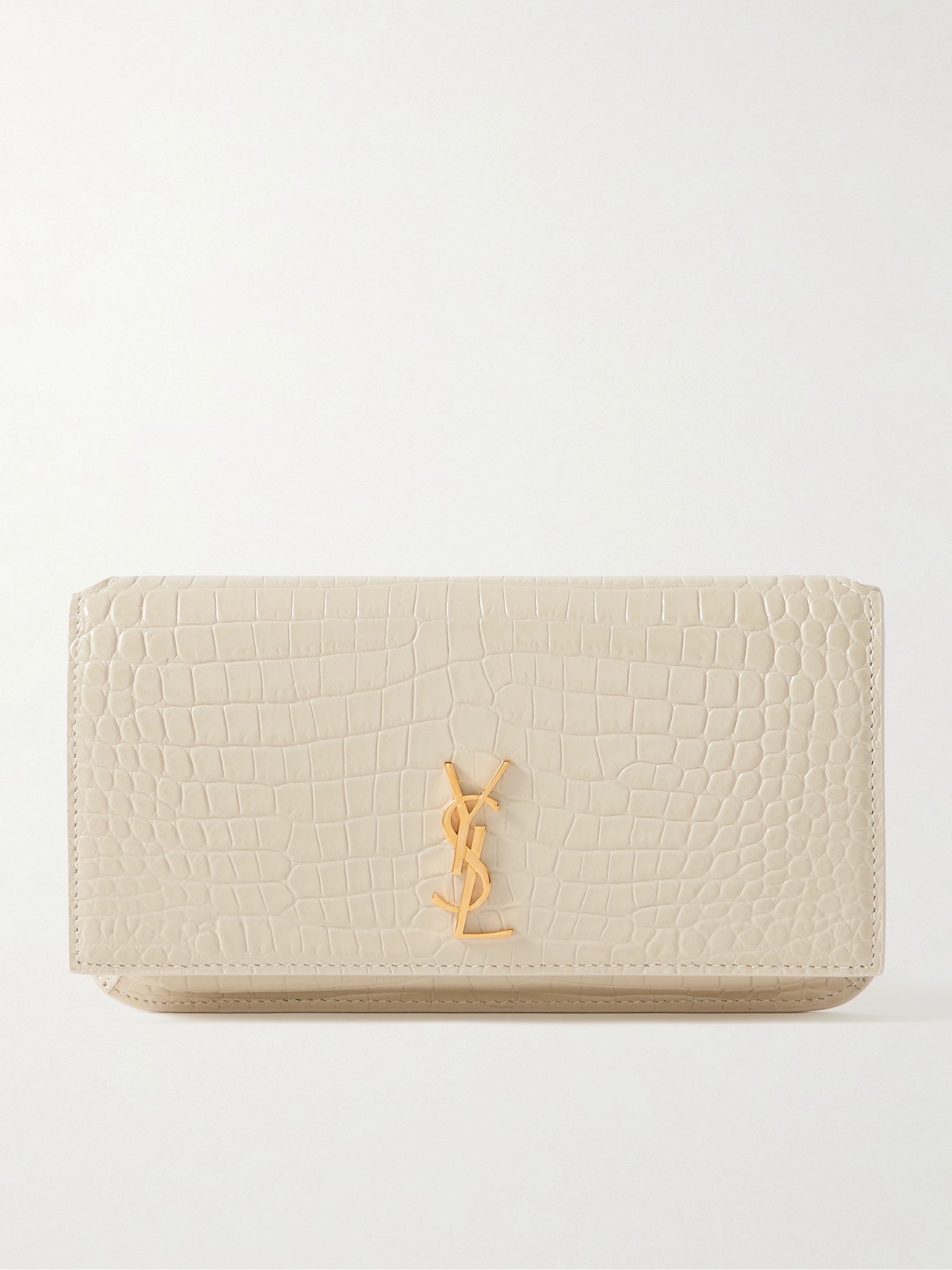 SAINT LAURENT Croc-effect leather phone case