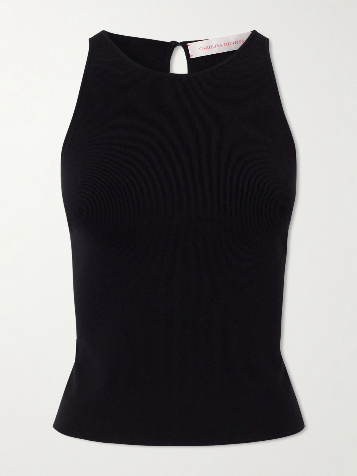 Carolina Herrera Cropped Ribbed-knit Jersey Tank In Black