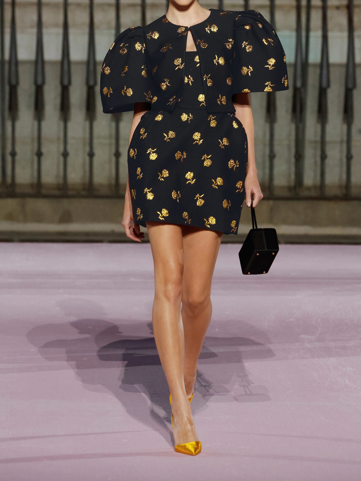 Cropped Embroidered Jacquard Evening Jacket