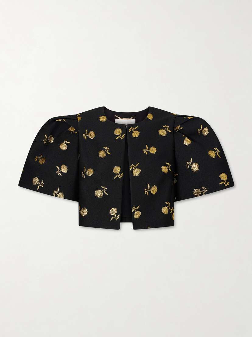 Carolina Herrera Cropped Embroidered Jacquard Evening Jacket