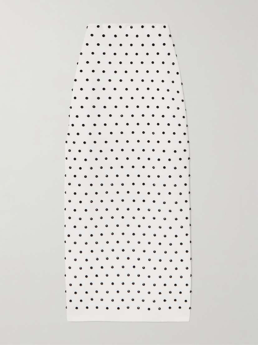 Carolina Herrera Crystal-embellished Knitted Midi Skirt