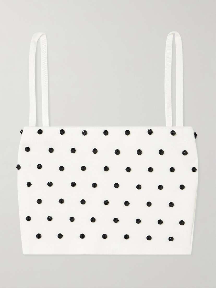 Cropped Crystal-embellished Knitted Top