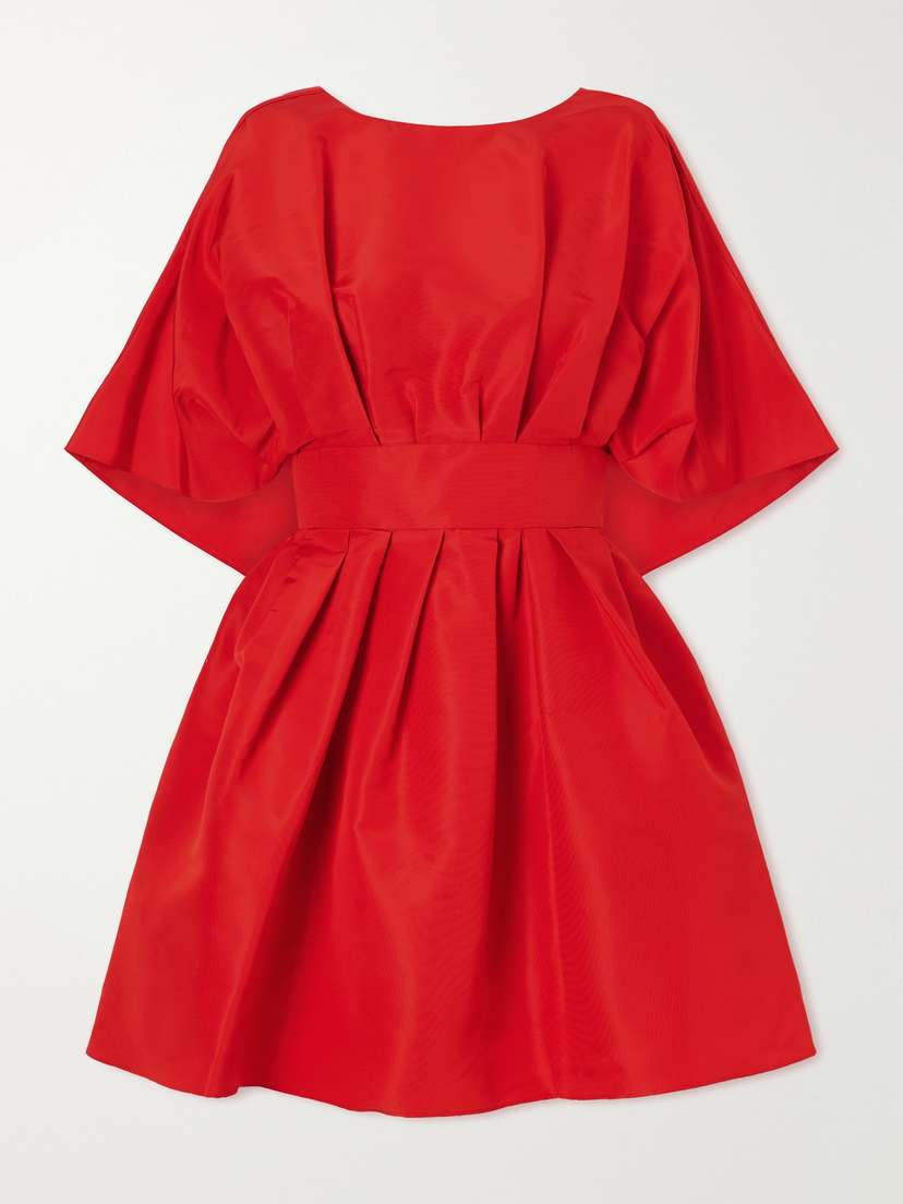 Carolina Herrera Pleated Silk-faille Mini Dress