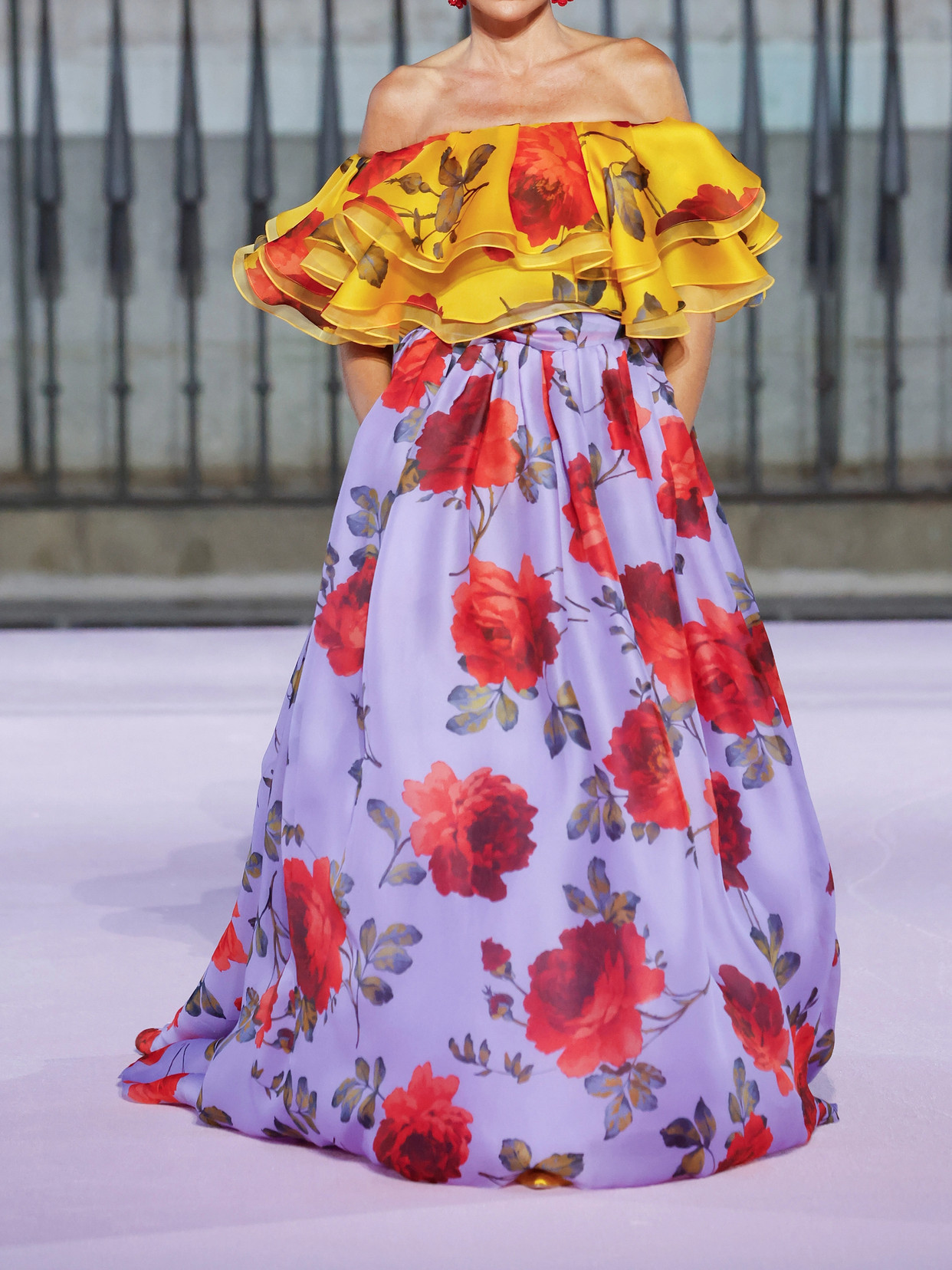 Off-The-Shoulder Ruffled Floral-Print Silk-Organza Top